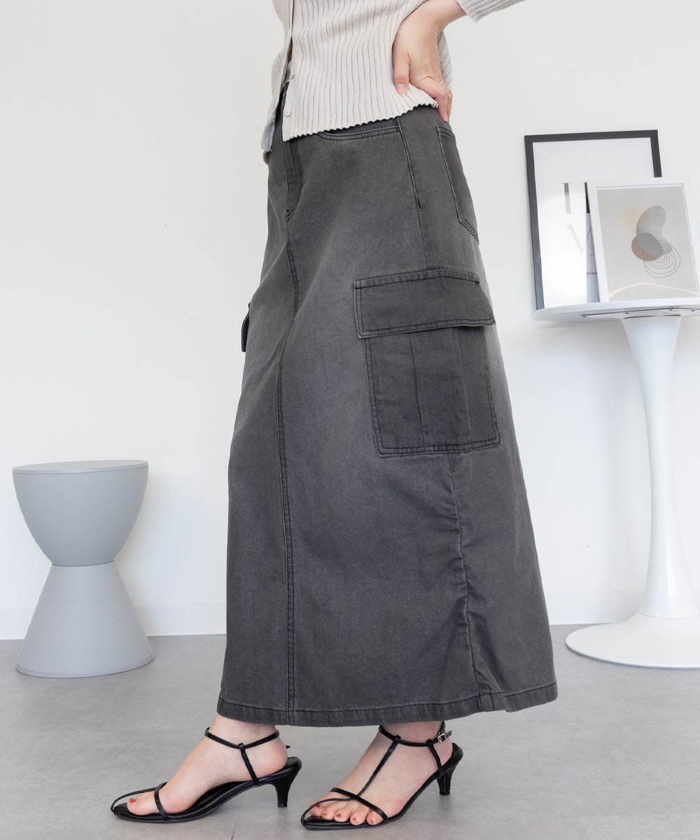 ジャングルジャロピー JUNGLE JALOPY デニムカーゴスカート レディース スカート ボトムス ロングスカート カジュアル 春 夏 秋 冬 （GRAY-DENIM） GRAY-DENIM