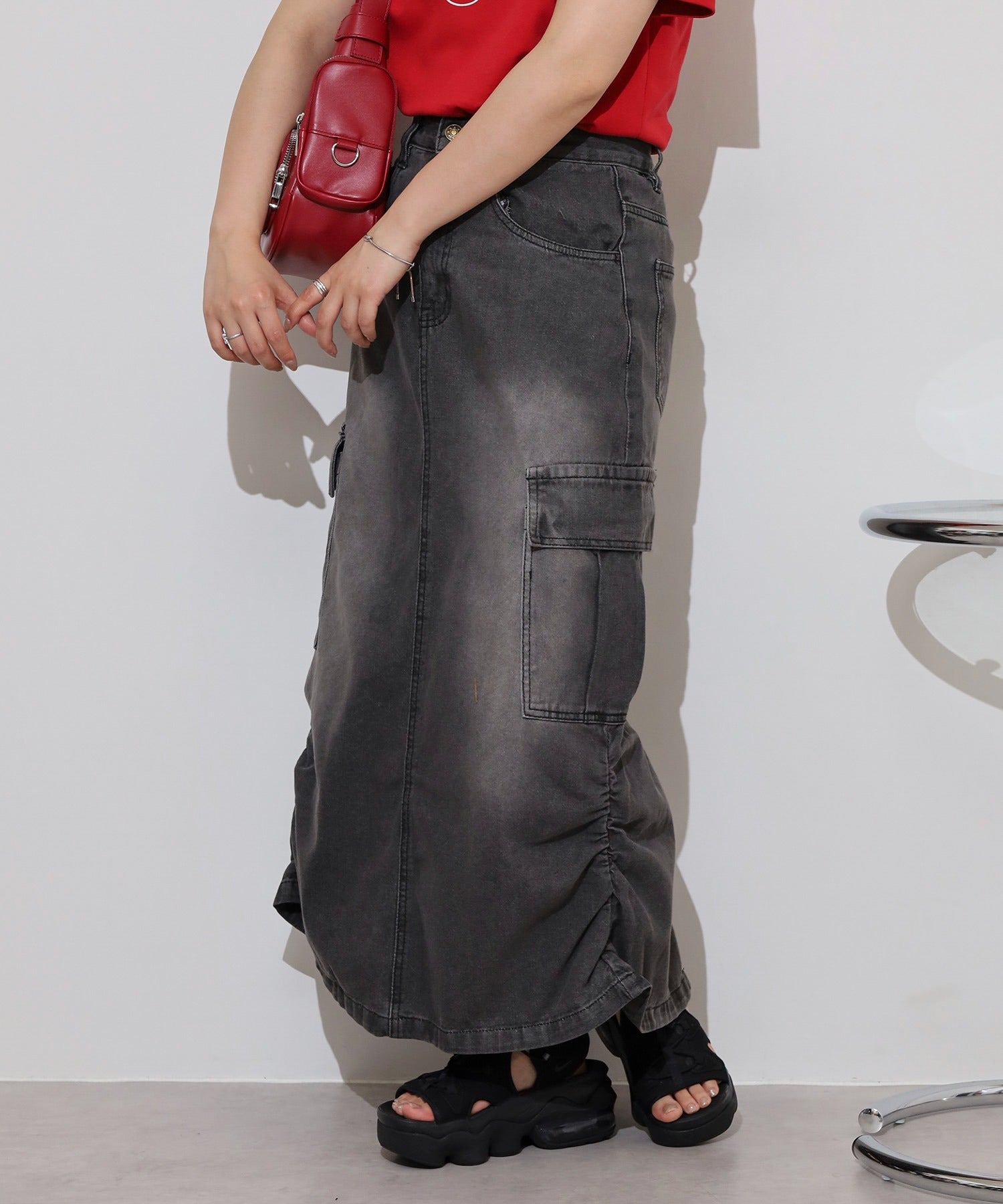 ジャングルジャロピー JUNGLE JALOPY デニムカーゴスカート レディース スカート ボトムス ロングスカート カジュアル 春 夏 秋 冬 （GRAY-DENIM） GRAY-DENIM