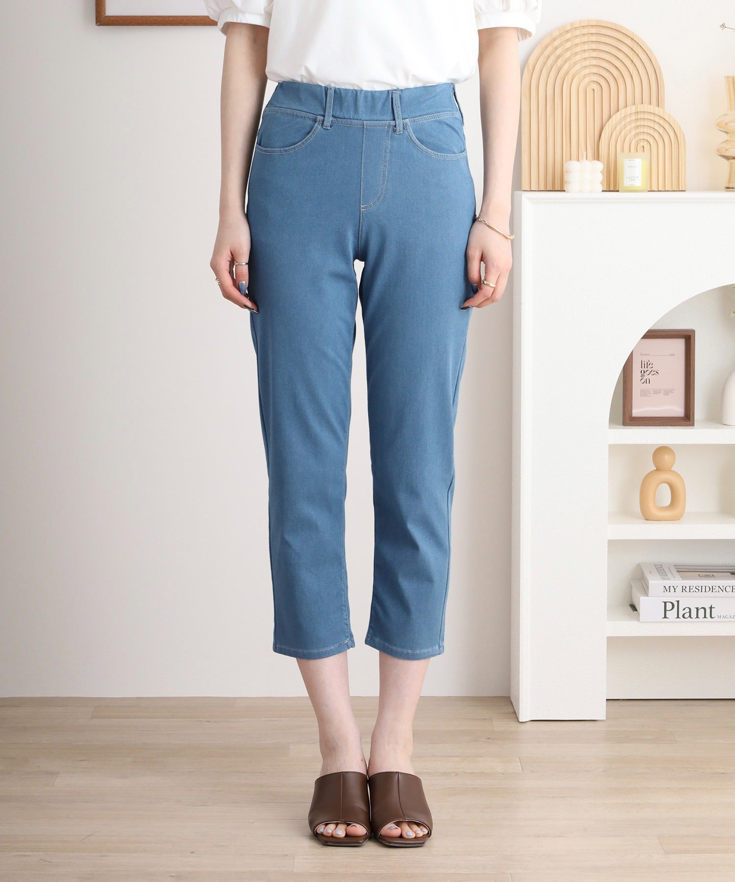 ジャングルジャロピー JUNGLE JALOPY 接触冷感アンクル丈ストレッチパンツ レディース パンツ ボトムス 夏服 夏 （BLUE） BLUE
