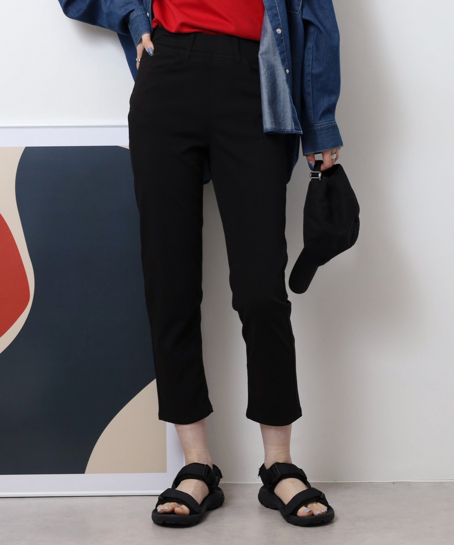 ジャングルジャロピー JUNGLE JALOPY 接触冷感アンクル丈ストレッチパンツ レディース パンツ ボトムス 夏服 夏 （BLACK） BLACK
