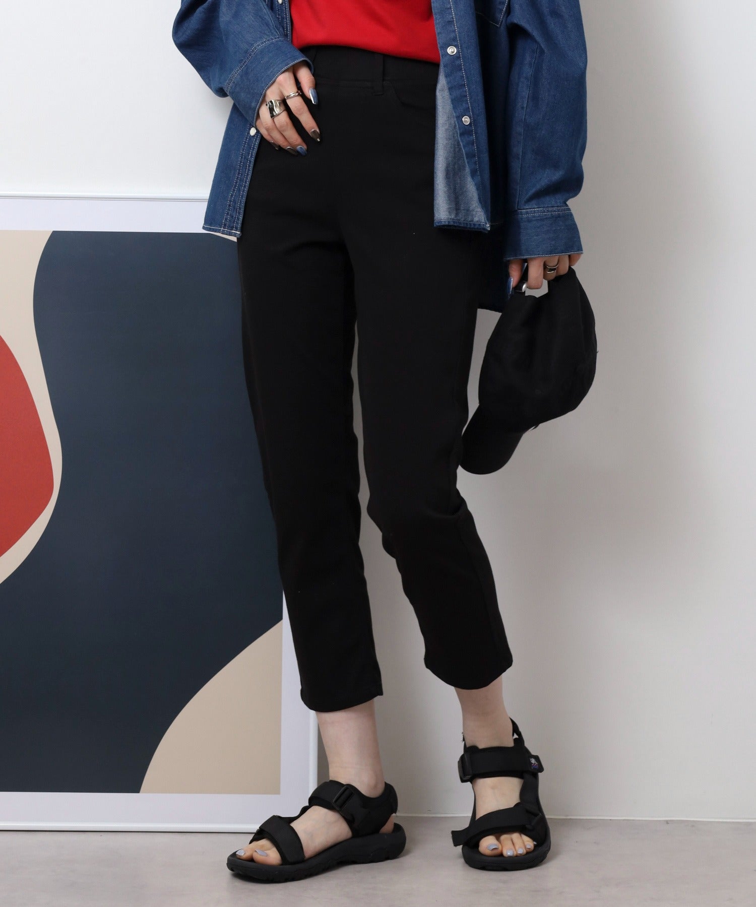 ジャングルジャロピー JUNGLE JALOPY 接触冷感アンクル丈ストレッチパンツ レディース パンツ ボトムス 夏服 夏 （BLACK） BLACK