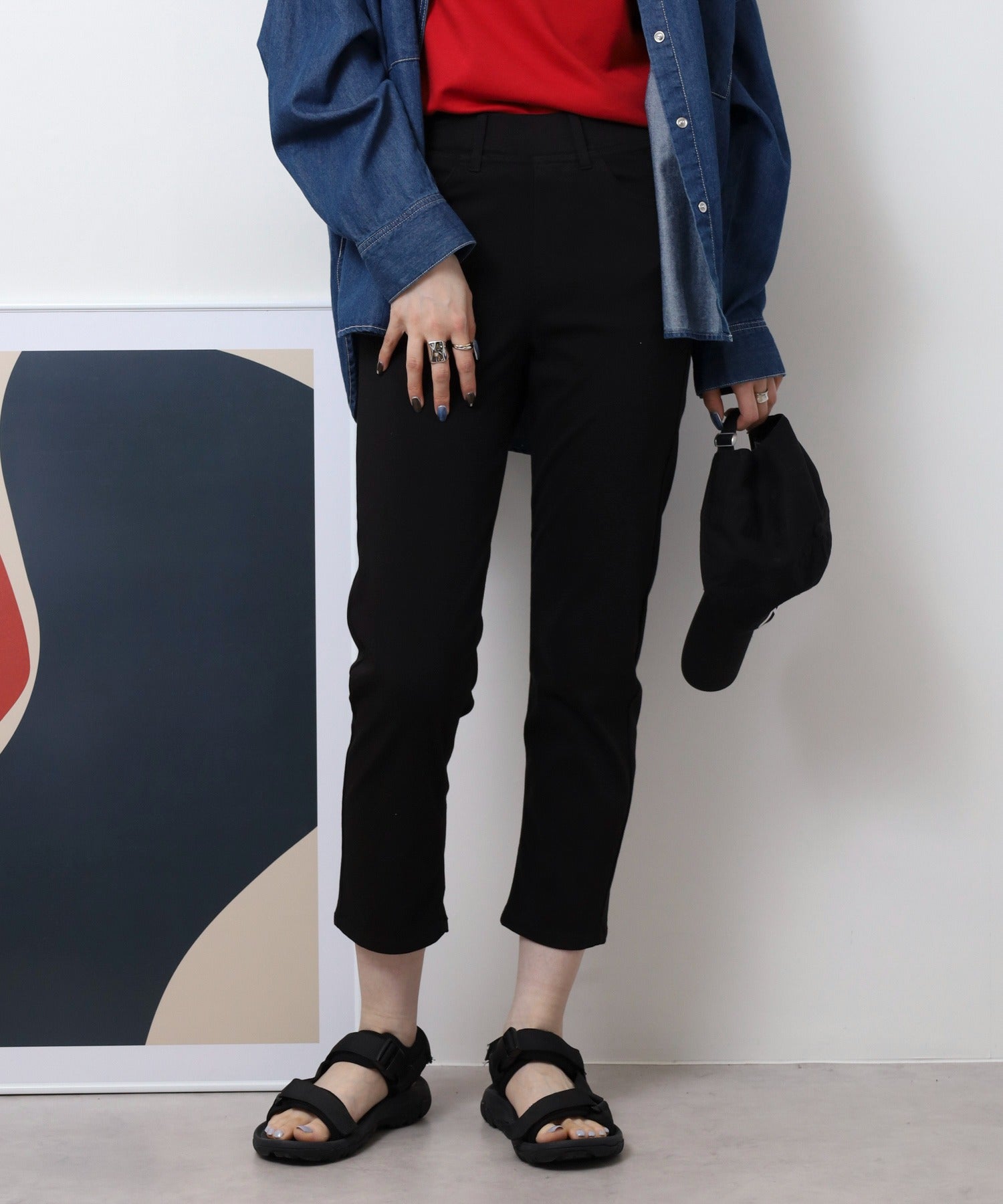 ジャングルジャロピー JUNGLE JALOPY 接触冷感アンクル丈ストレッチパンツ レディース パンツ ボトムス 夏服 夏 （BLACK） BLACK