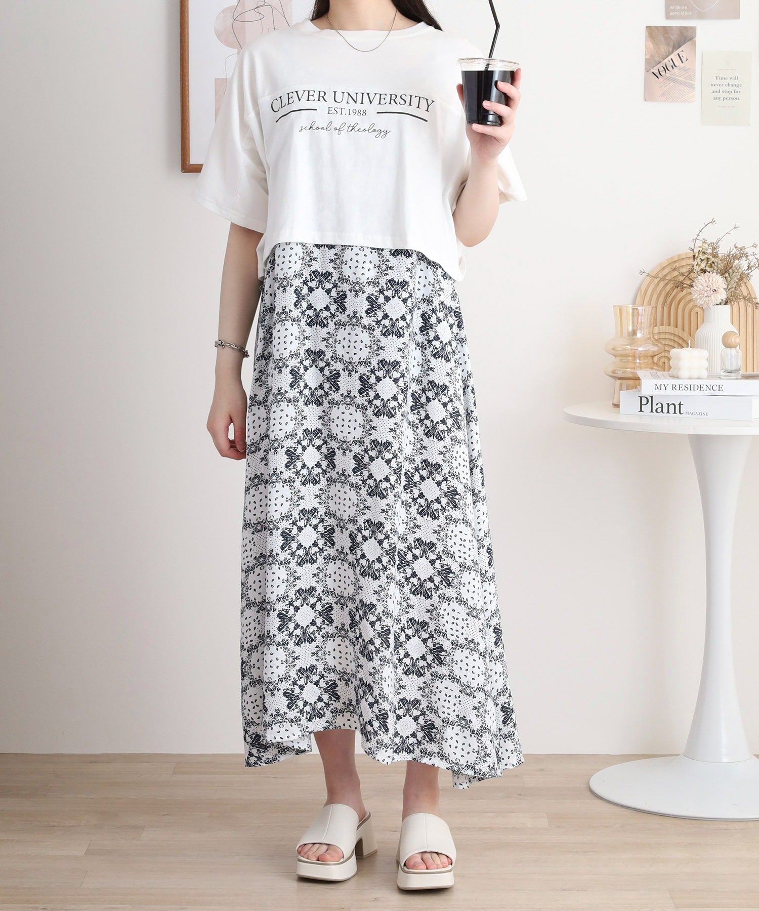 ジャングルジャロピー JUNGLE JALOPY レーヨンキャミOP＋小花柄天竺Tシャツアンサンブル レディース （IVORY） IVORY