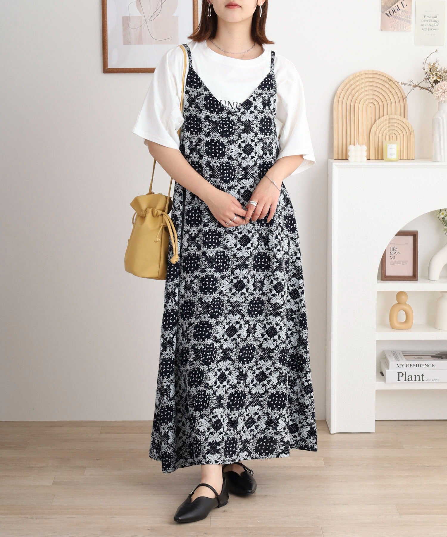 ジャングルジャロピー JUNGLE JALOPY レーヨンキャミOP＋小花柄天竺Tシャツアンサンブル レディース （NAVY） NAVY