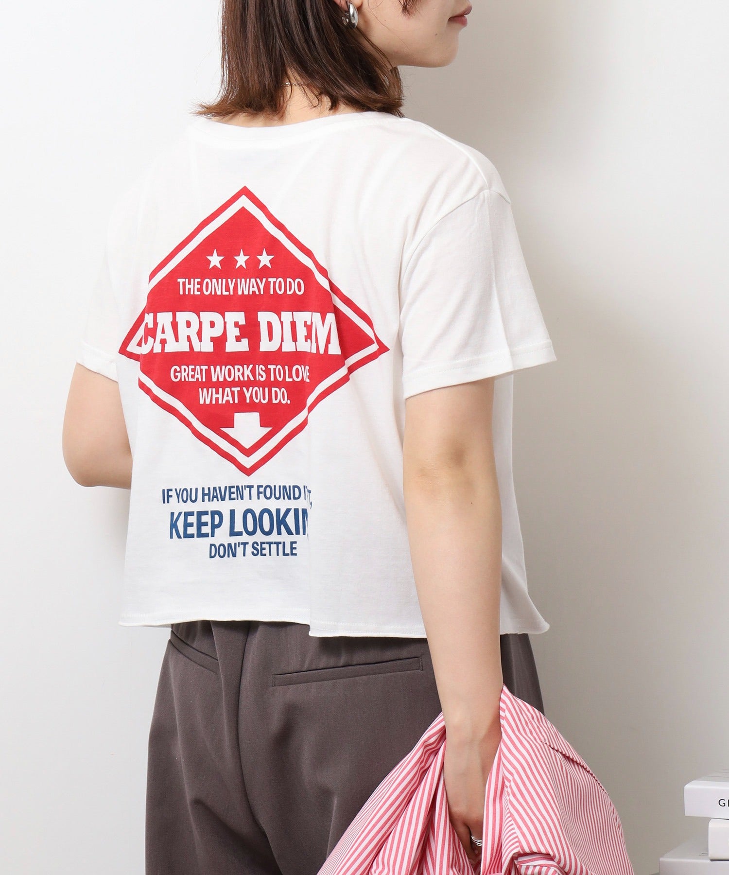 ジャングルジャロピー JUNGLE JALOPY ショート丈裾フリンジオーバサイズシルエットロゴプリントTシャツ レディース （WHITE5） WHITE5