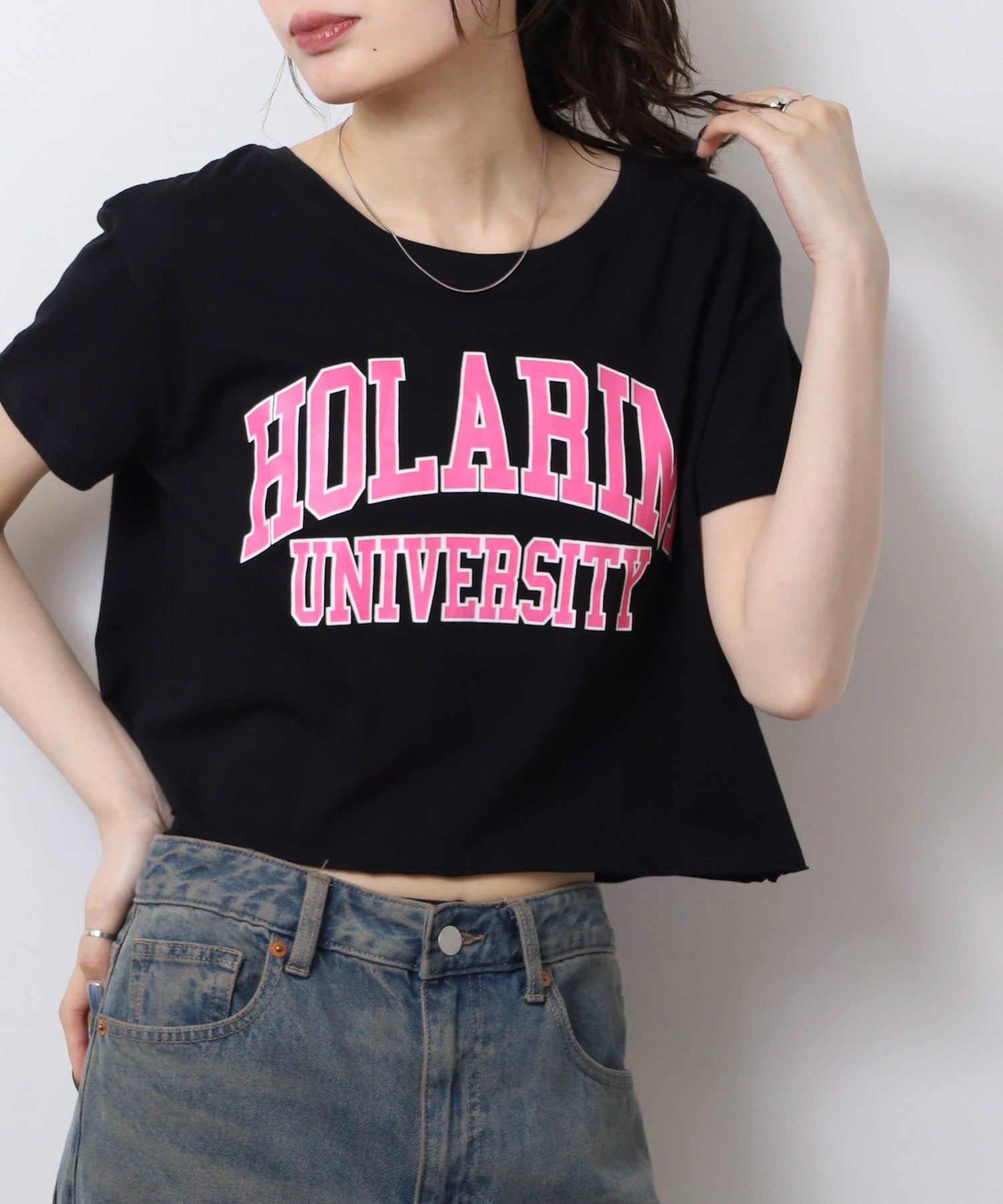 ジャングルジャロピー JUNGLE JALOPY ショート丈裾フリンジオーバサイズシルエットロゴプリントTシャツ レディース （BLACK4） BLACK4