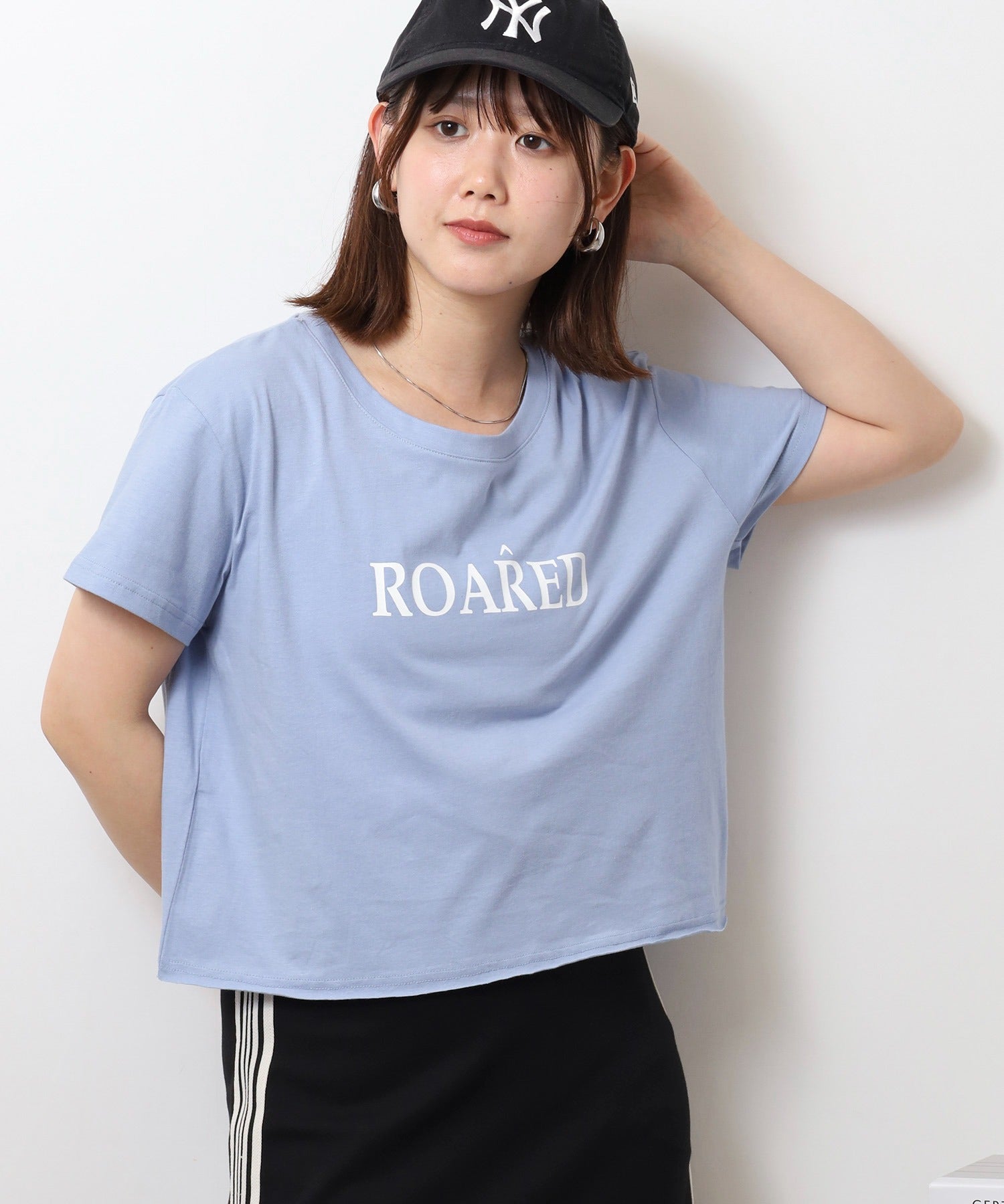 ジャングルジャロピー JUNGLE JALOPY ショート丈裾フリンジオーバサイズシルエットロゴプリントTシャツ レディース （BLUE2） BLUE2
