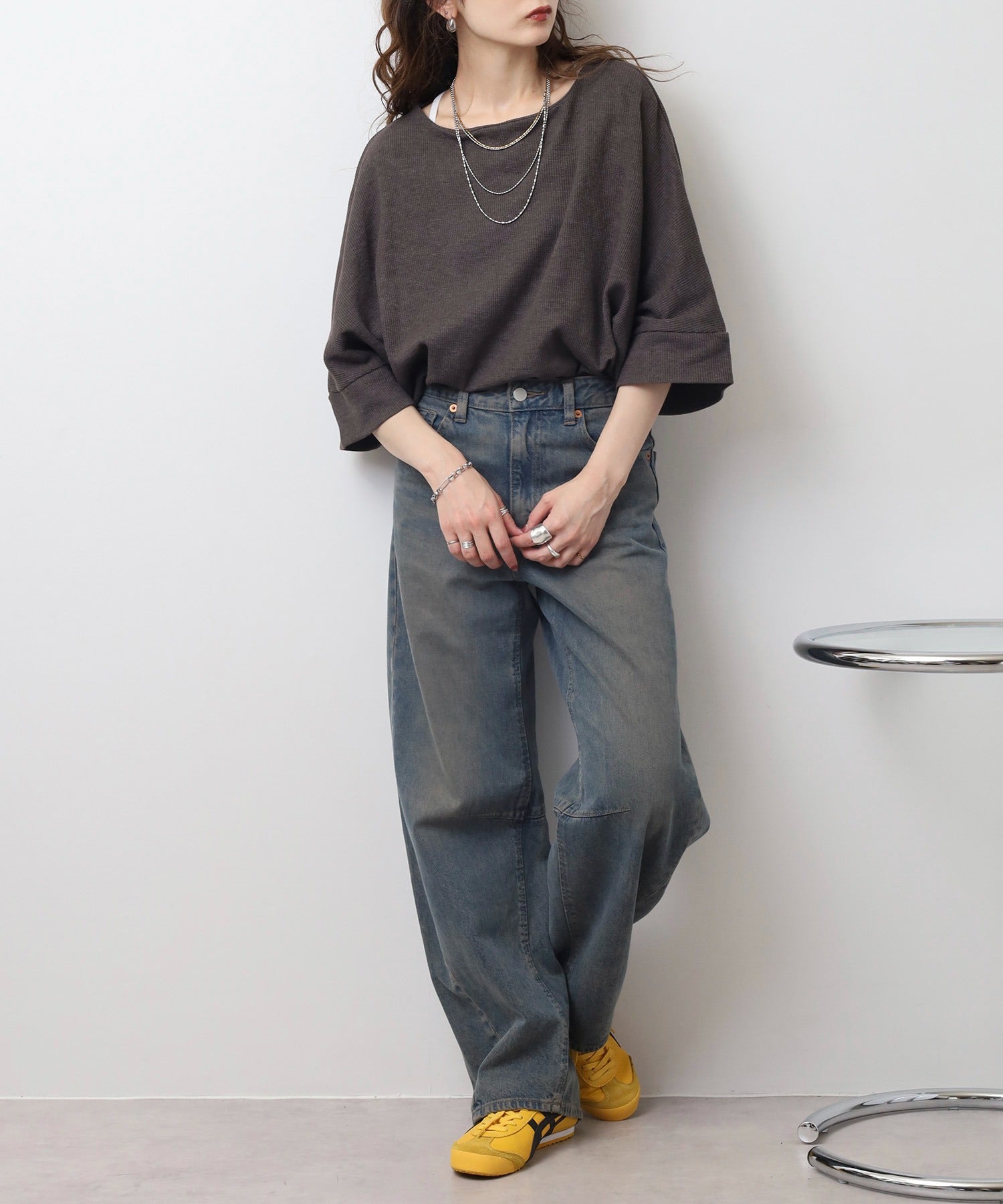 ジャングルジャロピー JUNGLE JALOPY コットンワッフル7分袖ドルマンTシャツ レディース 大きいサイズ （C-GRAY） C-GRAY