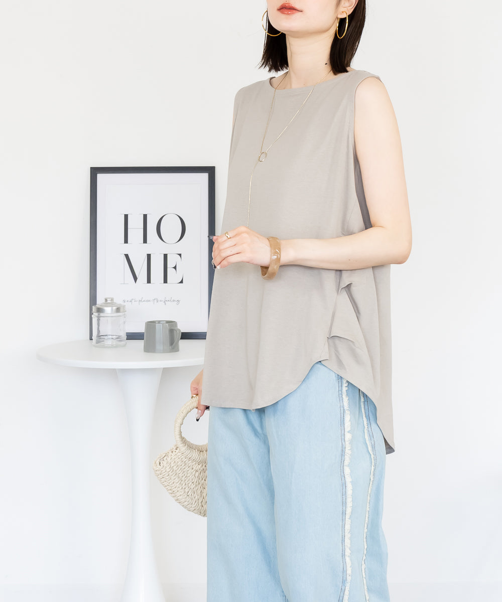 ジャングルジャロピー JUNGLE JALOPY 脇タックノースリーブトップス レディース 大きいサイズ （GRAY-BEIGE） GRAY-BEIGE