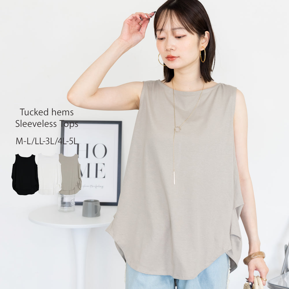 ジャングルジャロピー JUNGLE JALOPY 脇タックノースリーブトップス レディース 大きいサイズ （GRAY-BEIGE） GRAY-BEIGE