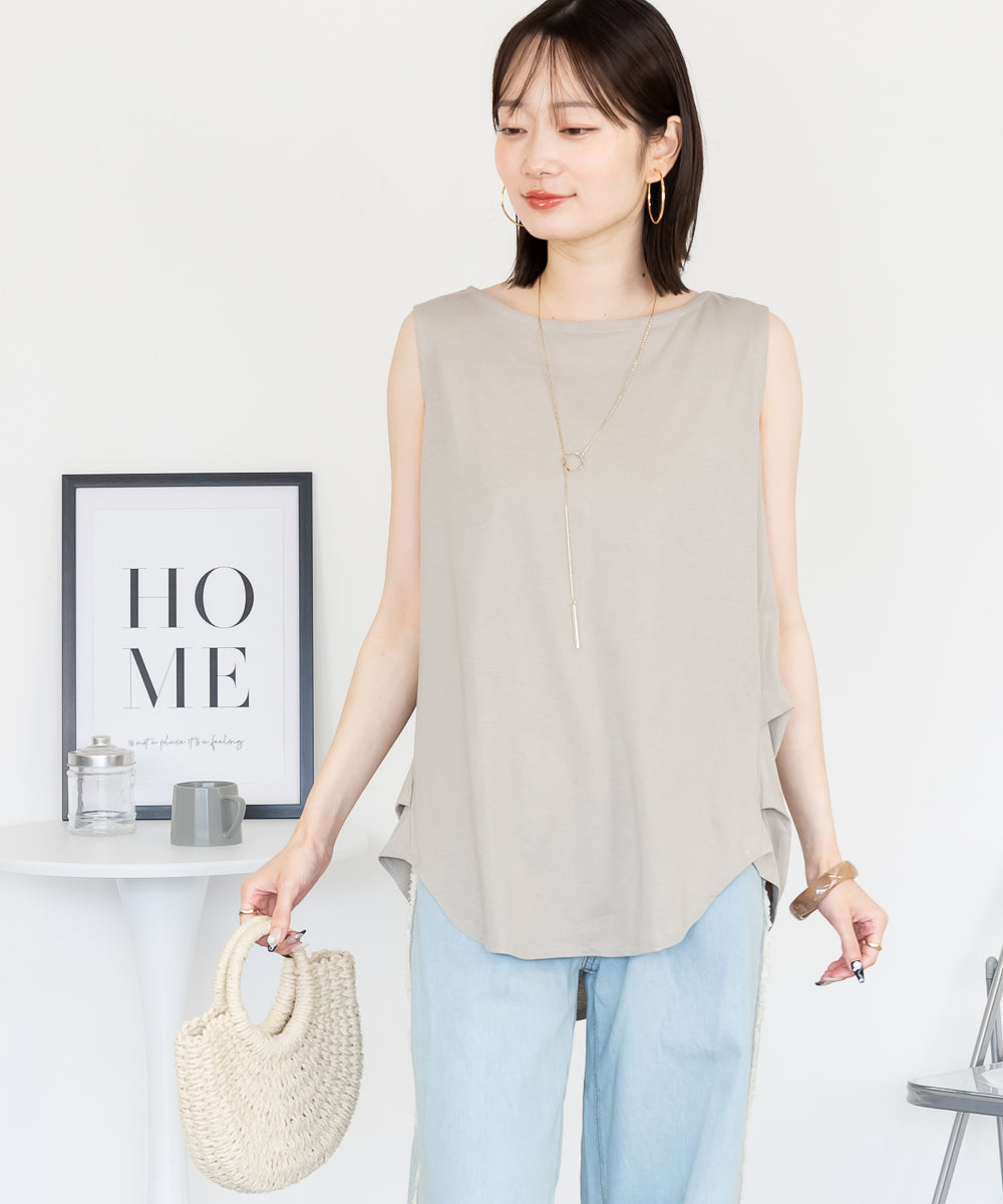 ジャングルジャロピー JUNGLE JALOPY 脇タックノースリーブトップス レディース 大きいサイズ （GRAY-BEIGE） GRAY-BEIGE