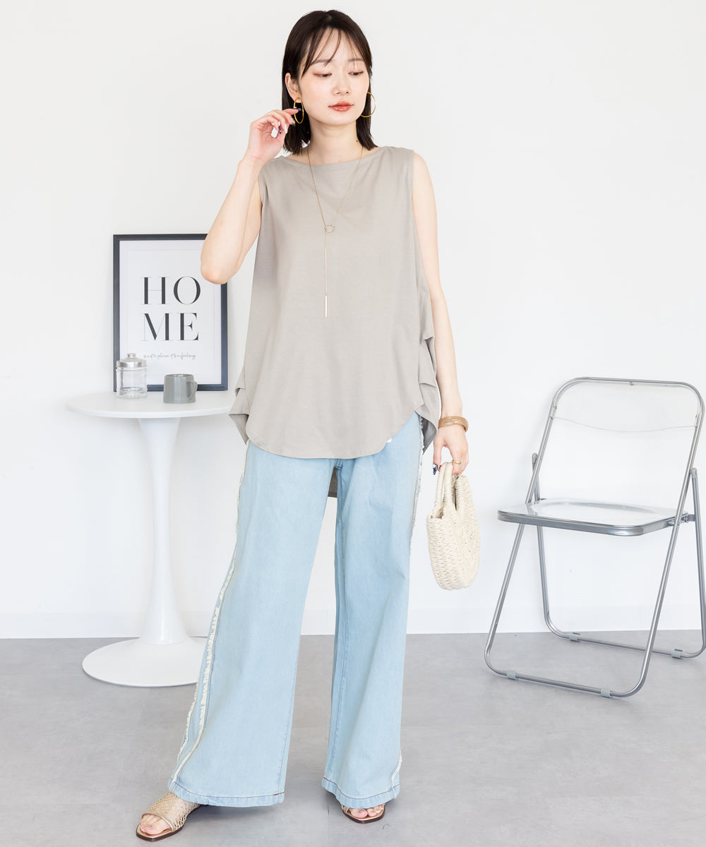 ジャングルジャロピー JUNGLE JALOPY 脇タックノースリーブトップス レディース 大きいサイズ （GRAY-BEIGE） GRAY-BEIGE