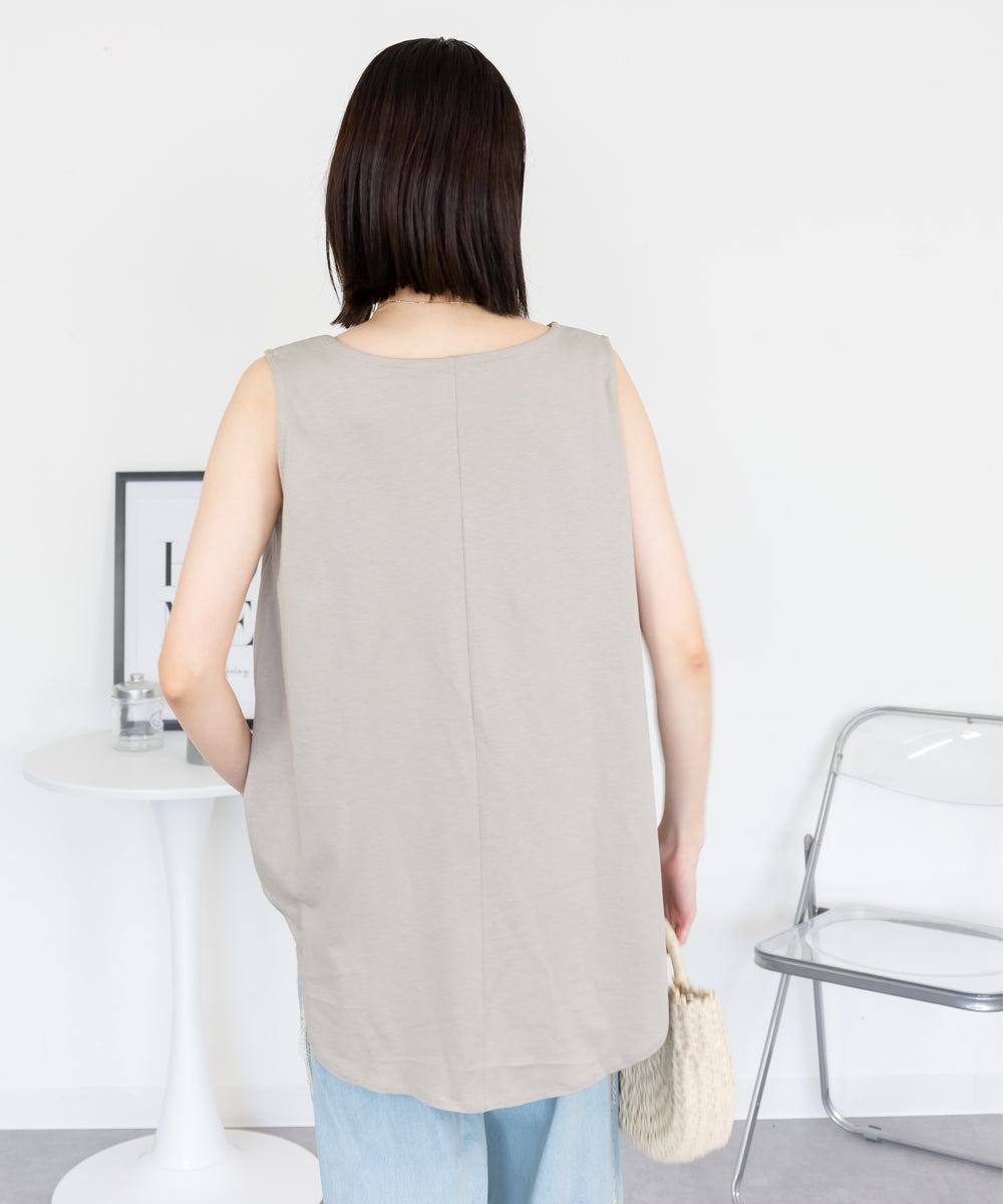 ジャングルジャロピー JUNGLE JALOPY 脇タックノースリーブトップス レディース 大きいサイズ （GRAY-BEIGE） GRAY-BEIGE