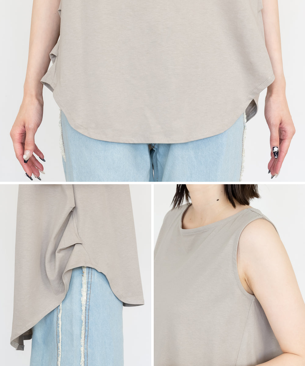 ジャングルジャロピー JUNGLE JALOPY 脇タックノースリーブトップス レディース 大きいサイズ （GRAY-BEIGE） GRAY-BEIGE