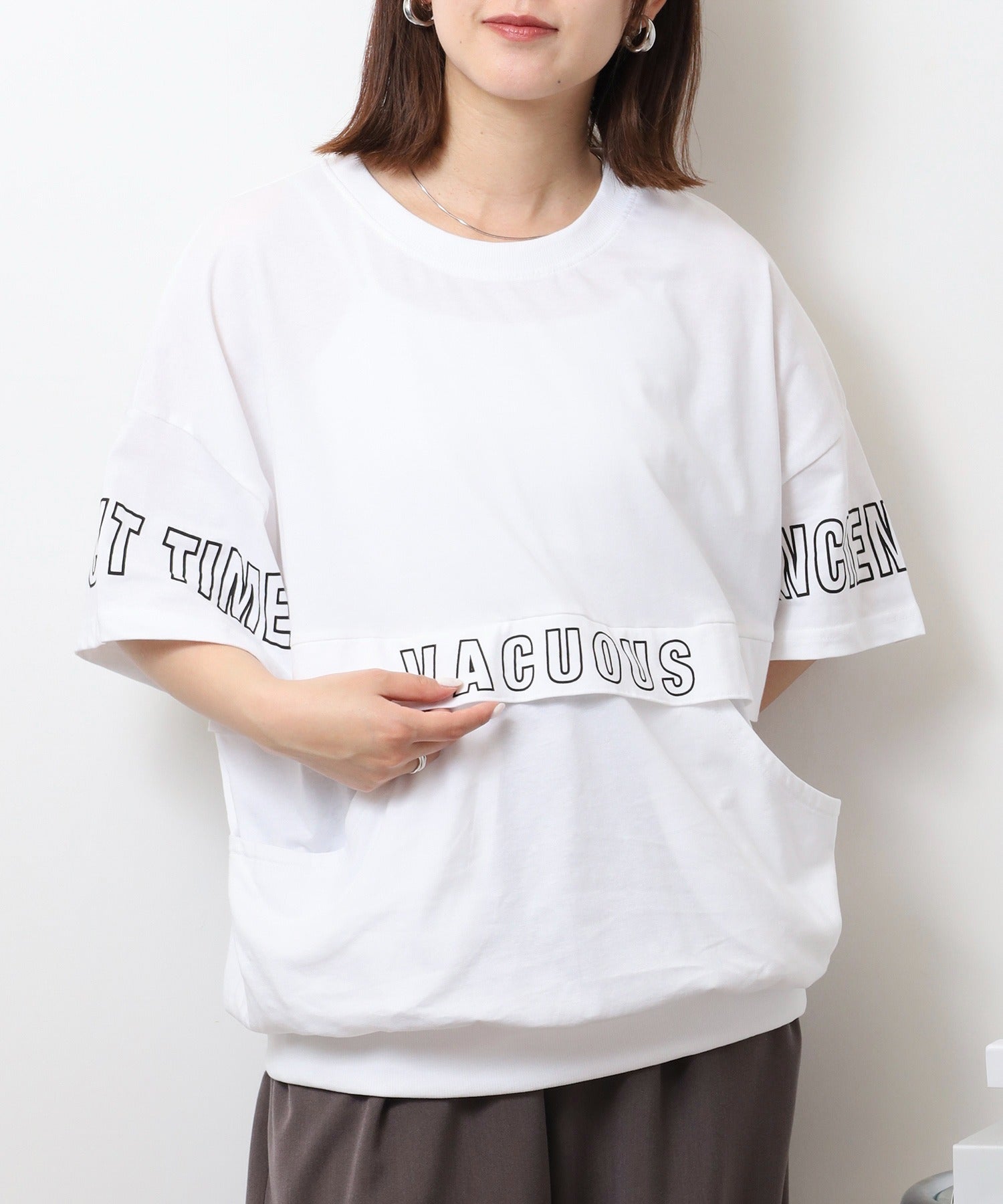 ジャングルジャロピー JUNGLE JALOPY ポケット付きオーバーサイズシルエットロゴプリントTシャツ レディース （WHITE） WHITE