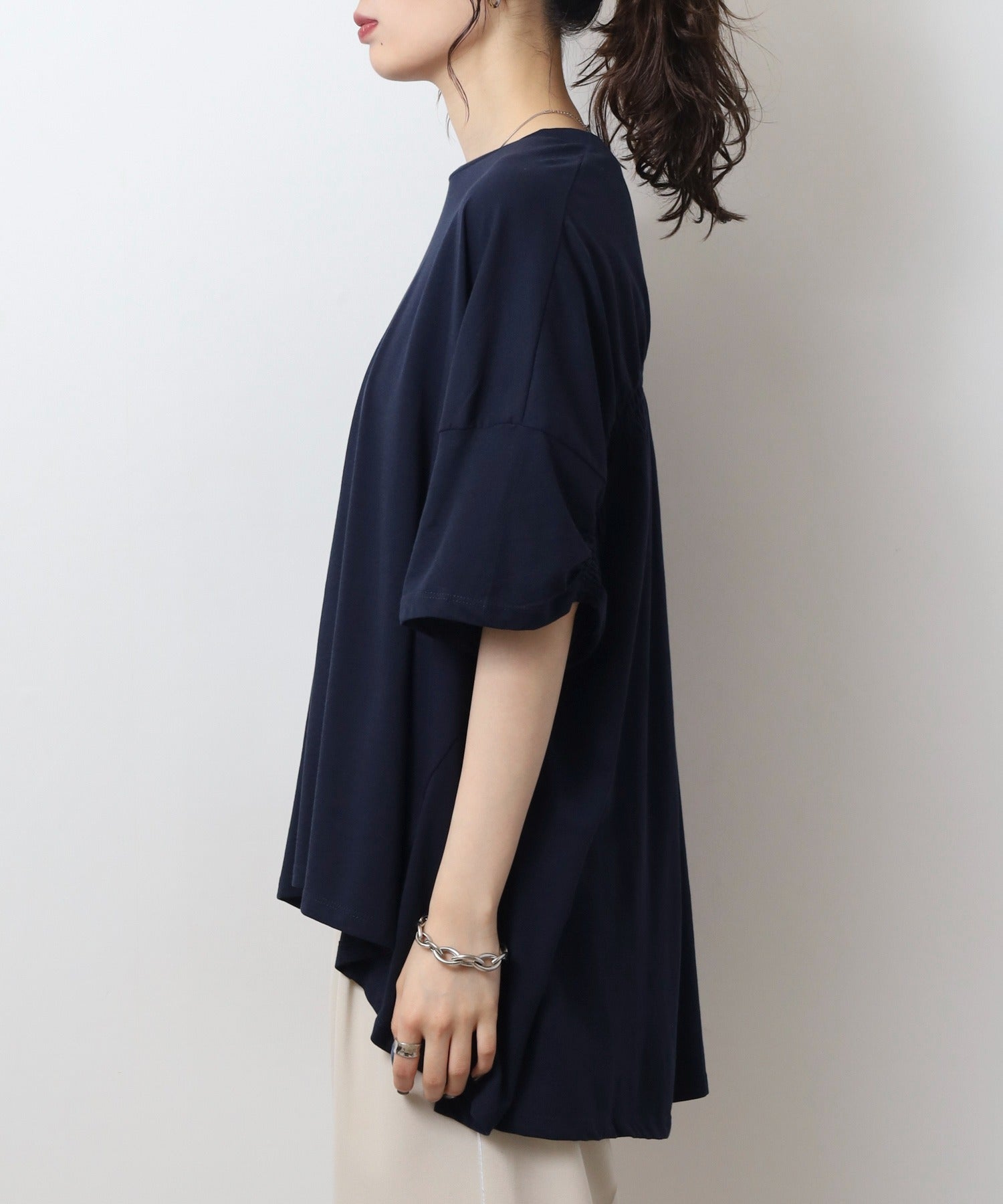 ジャングルジャロピー JUNGLE JALOPY バッグギャザーTシャツ レディース 半袖 フレア トップス シャツ 夏 夏服 チュニック （BLACK） BLACK