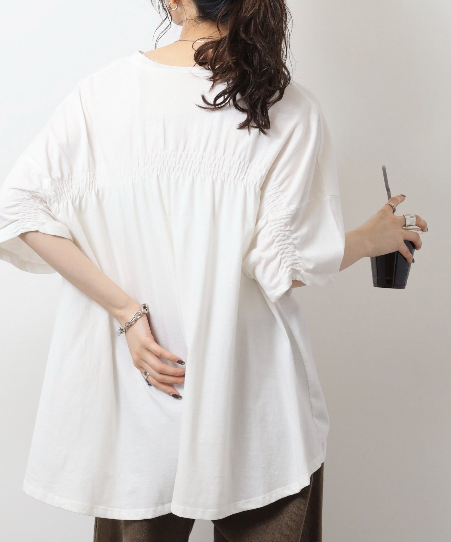 ジャングルジャロピー JUNGLE JALOPY バッグギャザーTシャツ レディース 半袖 フレア トップス シャツ 夏 夏服 チュニック （OFFWHITE） OFFWHITE