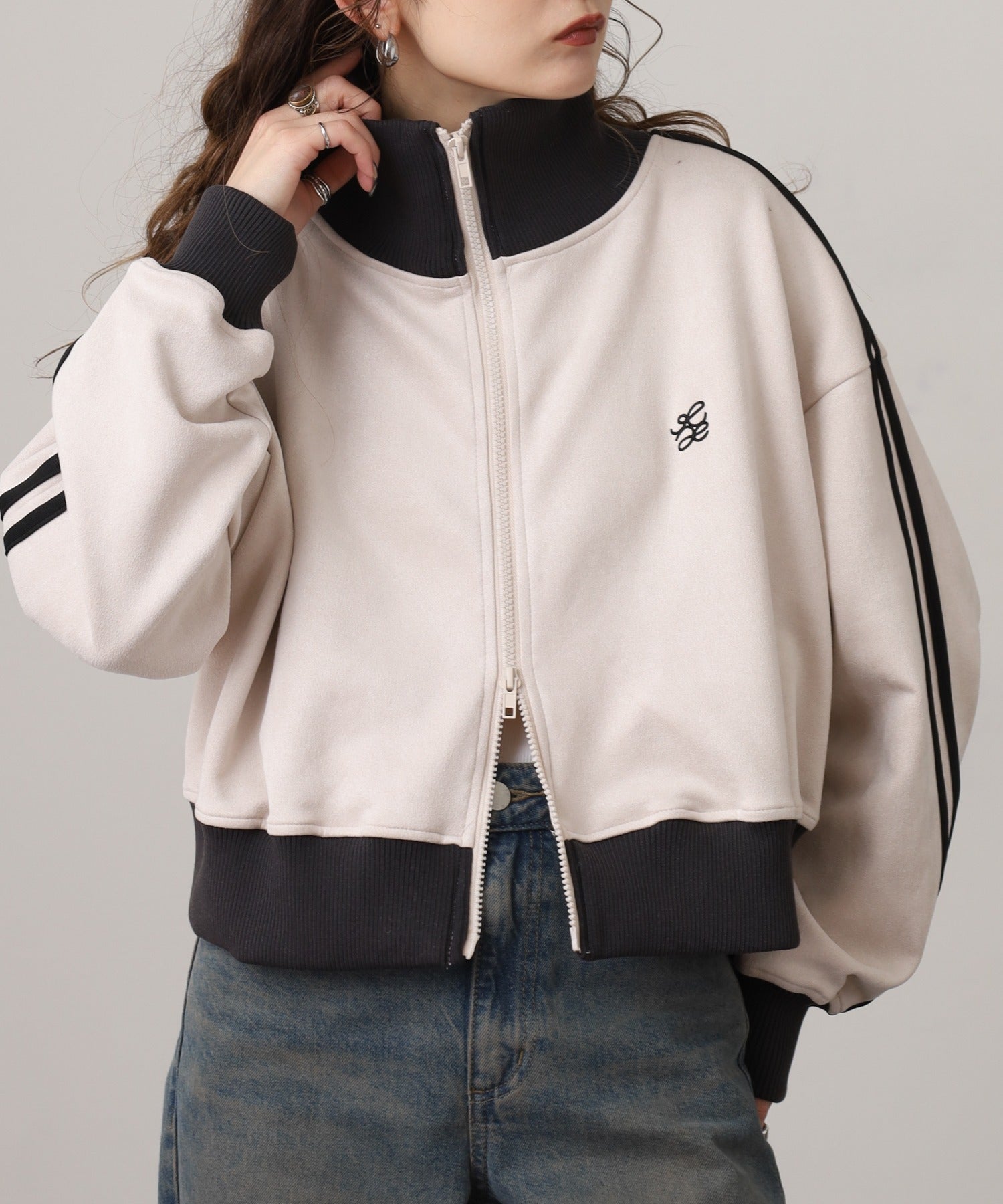 ジャングルジャロピー JUNGLE JALOPY スエードポンチクロップドトラックジャケット レディース （IVORY-SUMIKURO） IVORY-SUMIKURO