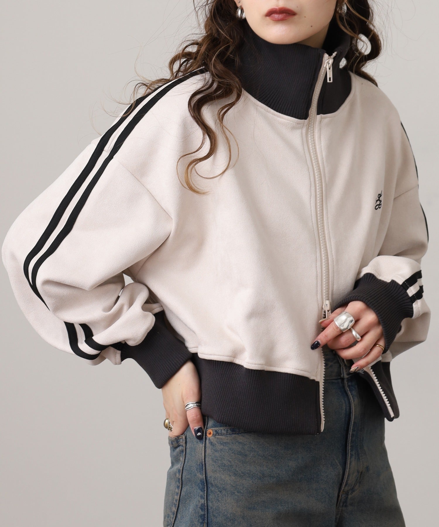 ジャングルジャロピー JUNGLE JALOPY スエードポンチクロップドトラックジャケット レディース （IVORY-SUMIKURO） IVORY-SUMIKURO