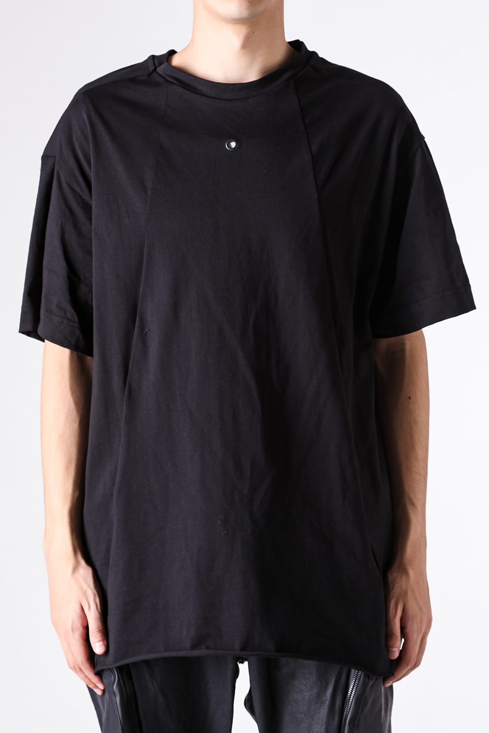 ジャスティン ゴール JUSTIN GALL Oversize Section Tee Brushed Slub Cotton （Black） Black