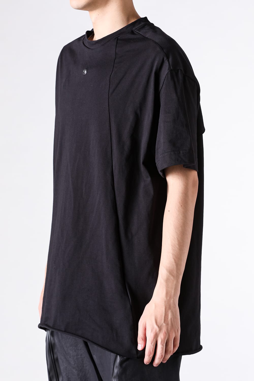 ジャスティン ゴール JUSTIN GALL Oversize Section Tee Brushed Slub Cotton （Black） Black