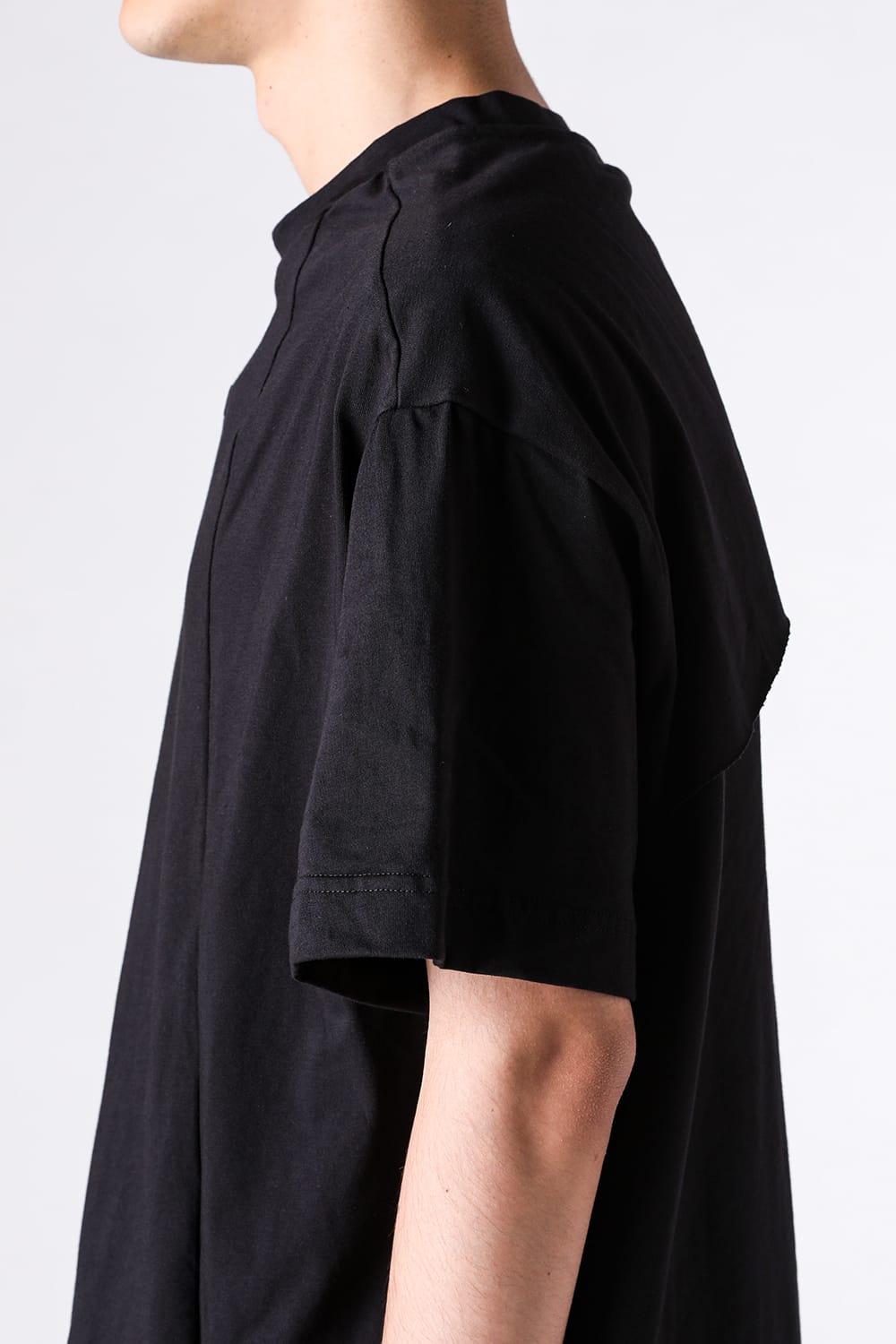 ジャスティン ゴール JUSTIN GALL Oversize Section Tee Brushed Slub Cotton （Black） Black
