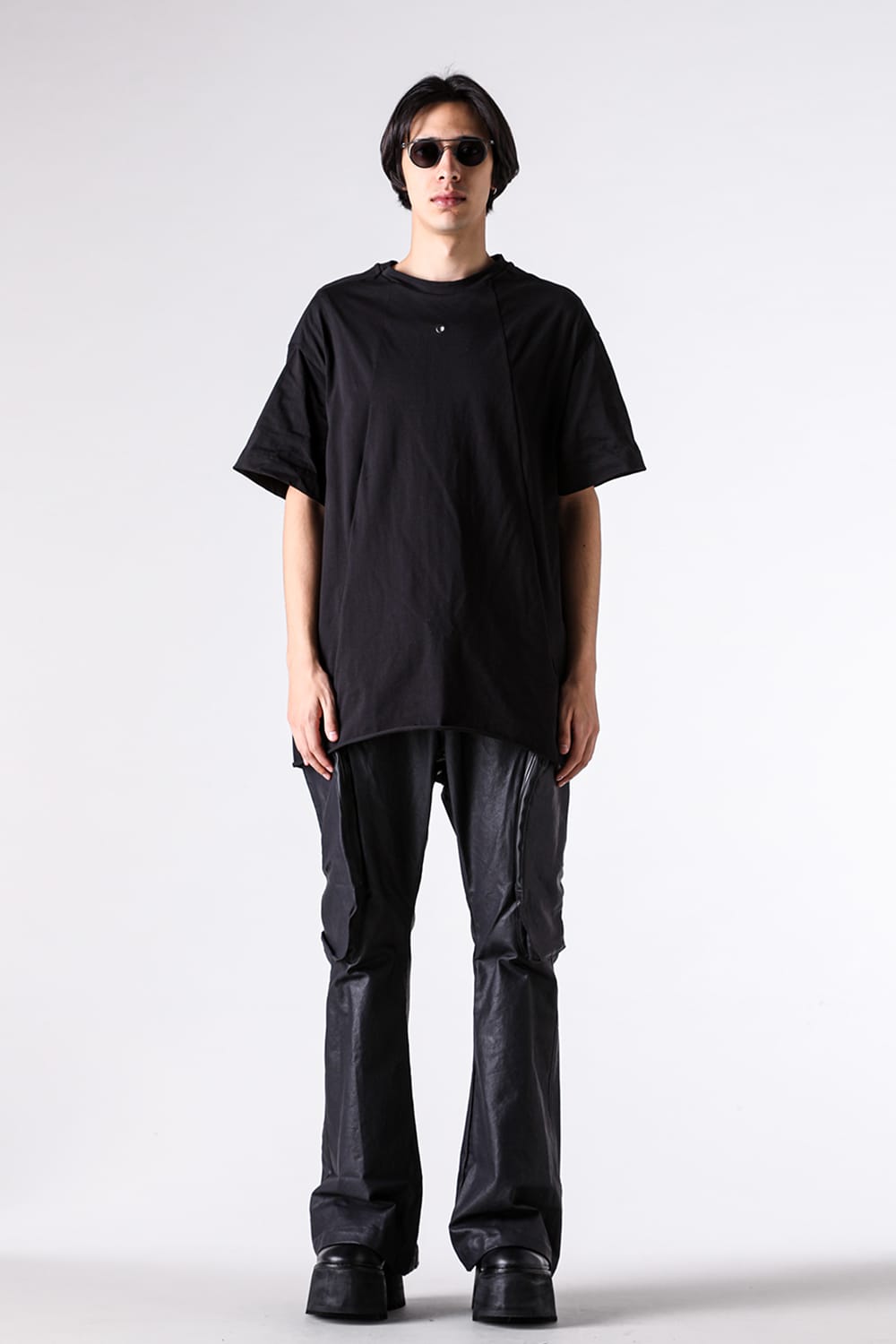ジャスティン ゴール JUSTIN GALL Oversize Section Tee Brushed Slub Cotton （Black） Black