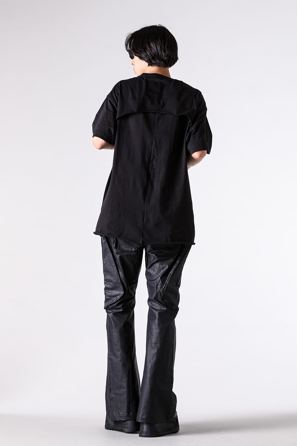 ジャスティン ゴール JUSTIN GALL Oversize Section Tee Brushed Slub Cotton （Black） Black