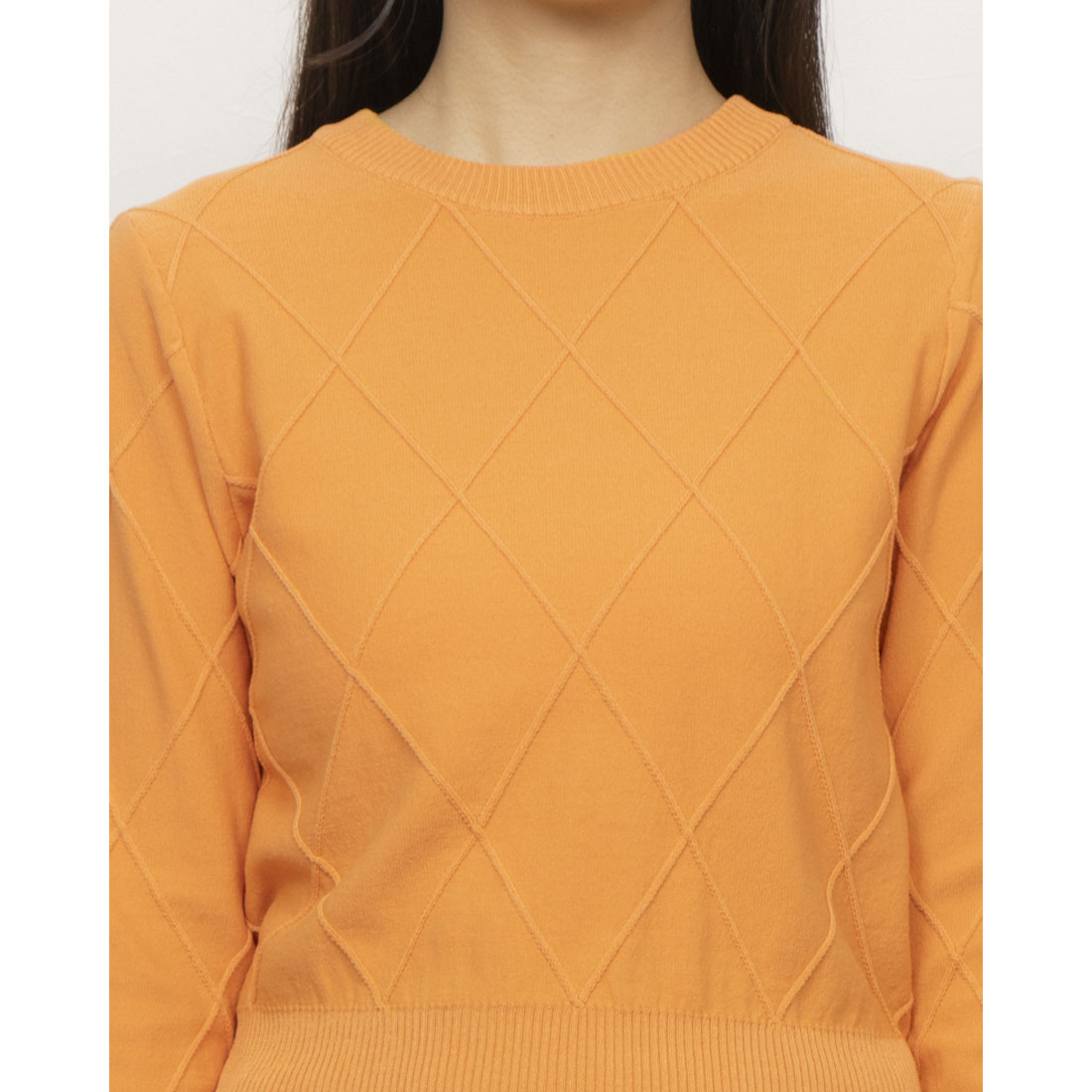 カールパークレーン KarLParkLane 丸首ダイヤ柄ニット （ネイビー） ネイビー