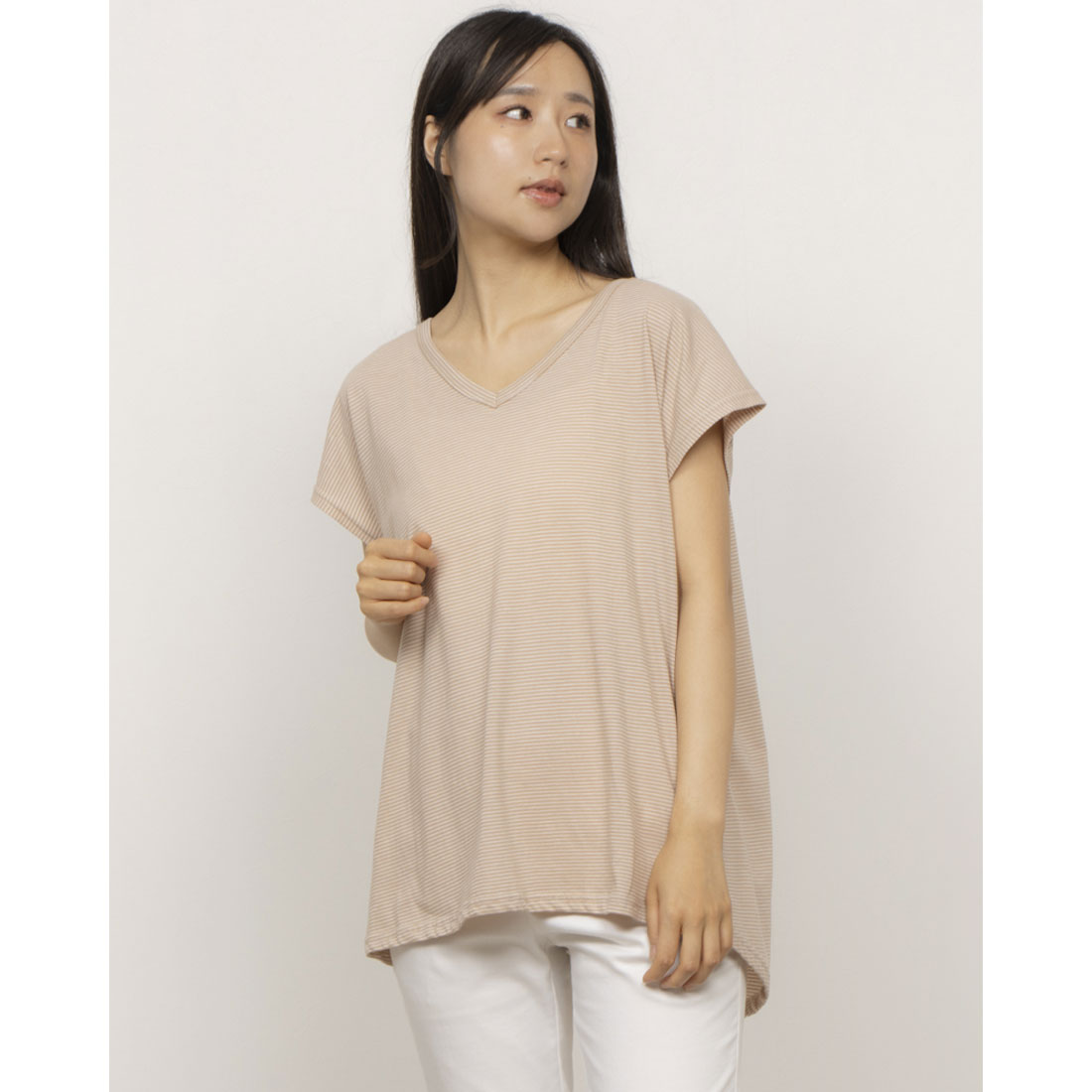 カールパークレーン KarLParkLane ボーダードルマンカットソー （ベージュ） ベージュ