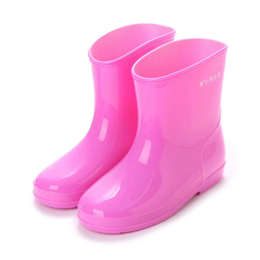 ケーズプラス K's PLUS キッズ ショート レインブーツ レインシューズ 長靴 雨靴 完全防水 幅広 防滑 シンプル かわいい パステル デコレーションブーツの素材として最適 kp_17003,PINK