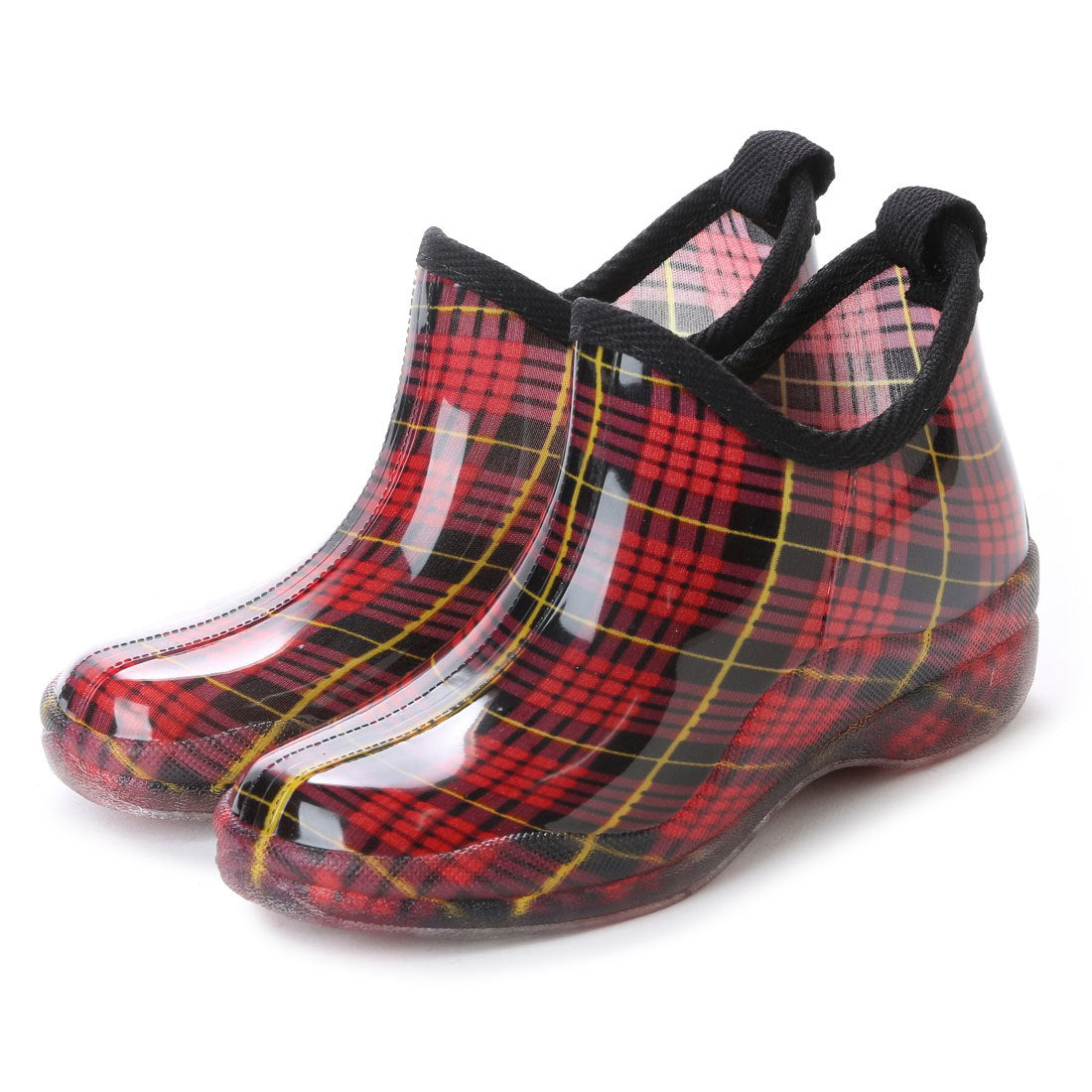 ケーズプラス K's PLUS レッドチェックガーデニングブーツ ショートレインシューズ kp_15028,RED/check