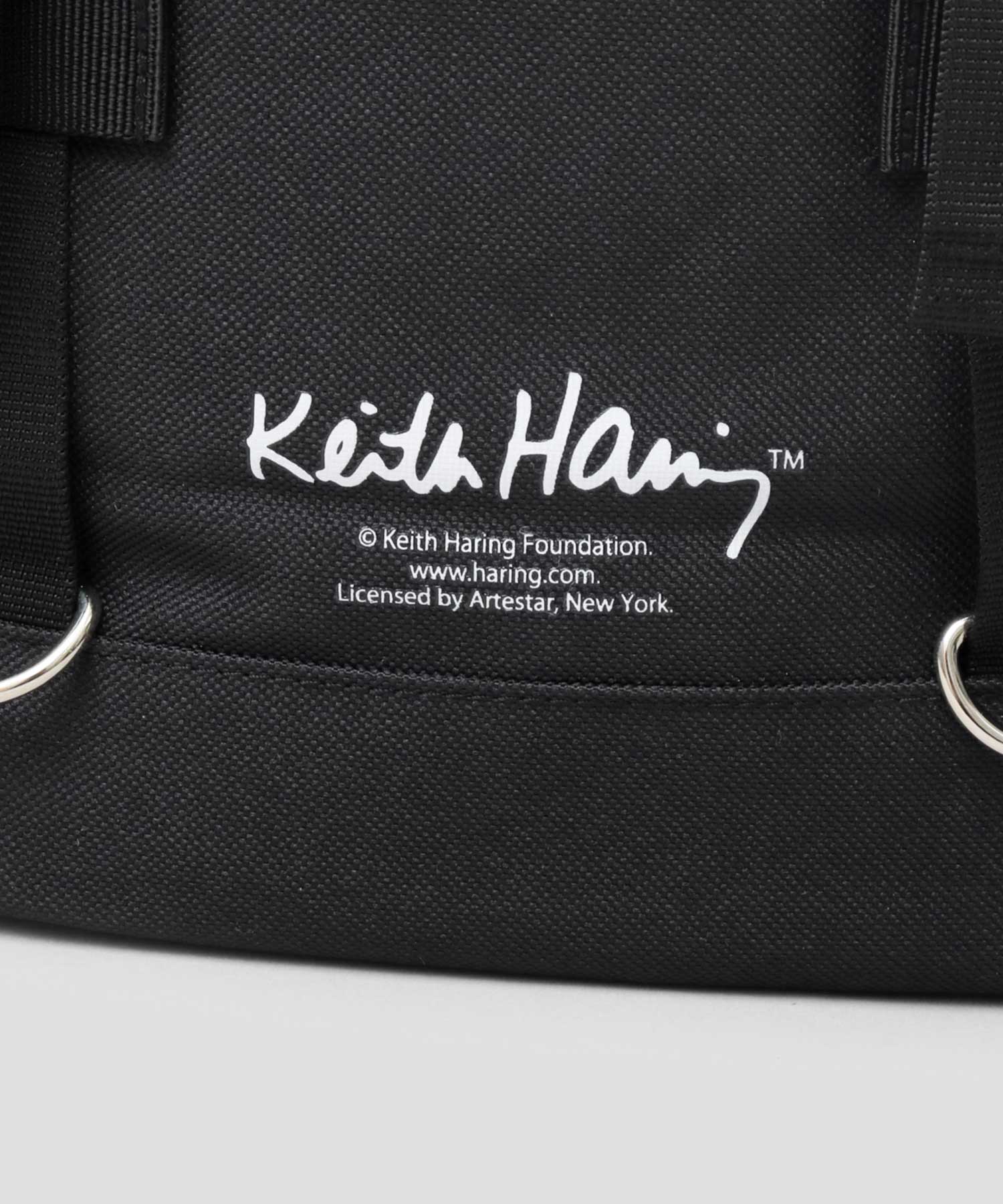 Keith Haring Heart Embroidery Metal Buckle Flap Top Backpack / Rucksack