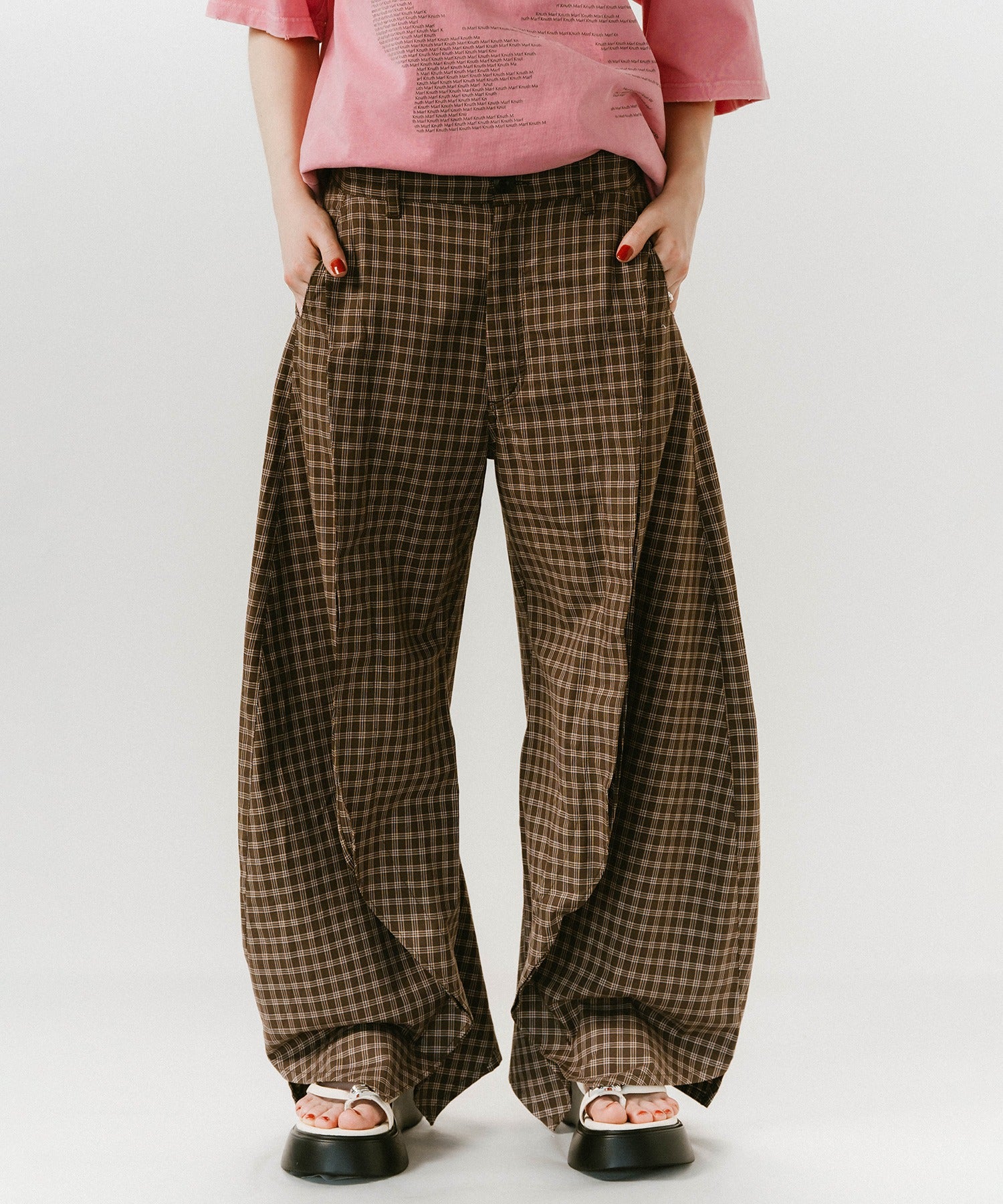 クヌースマーフ Knuth Marf slit deformed pant （ブラウン） ブラウン