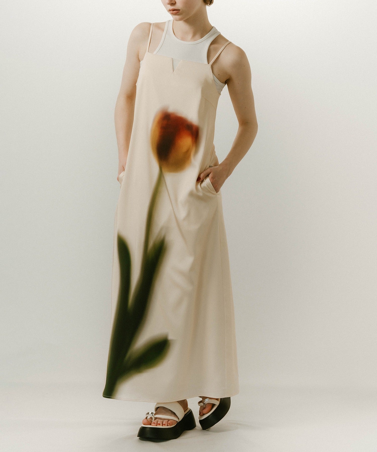 クヌースマーフ Knuth Marf flower print satin dress （イエロー） イエロー