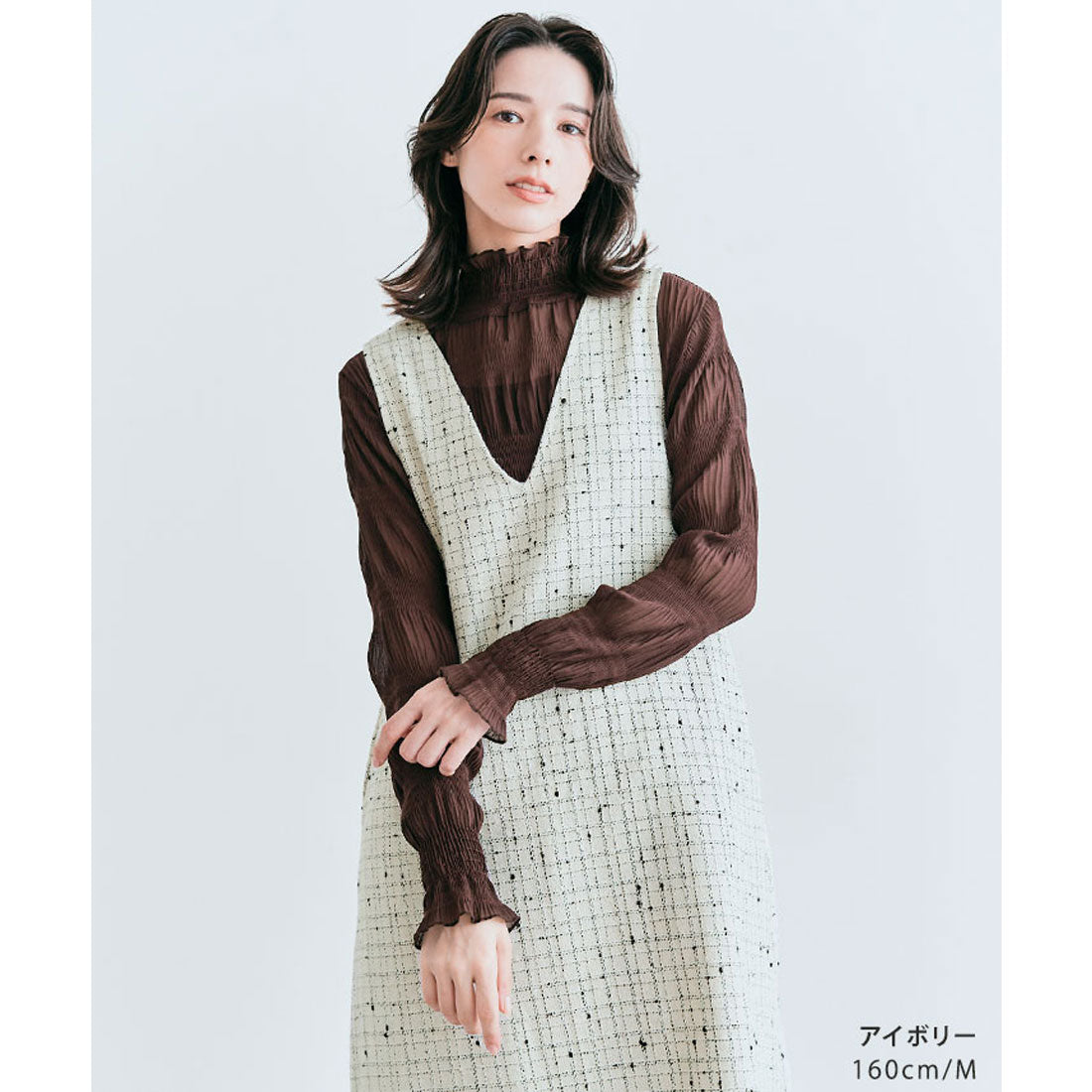 KiraKiraShop Shiny Shop One-Piece 《Check Tweed One-Piece Available in 2 Colors and 2 Sizes》 [jmp0025]