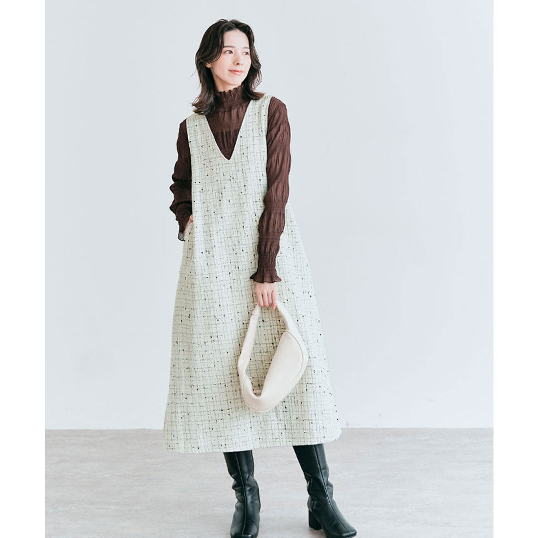 KiraKiraShop Shiny Shop One-Piece 《Check Tweed One-Piece Available in 2 Colors and 2 Sizes》 [jmp0025]