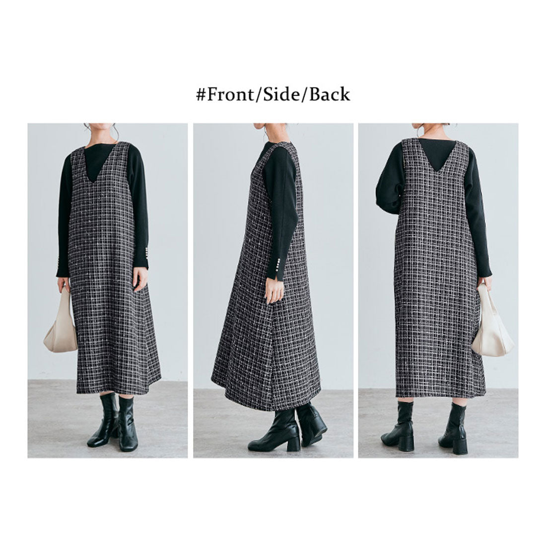 KiraKiraShop Shiny Shop One-Piece 《Check Tweed One-Piece Available in 2 Colors and 2 Sizes》 [jmp0025]