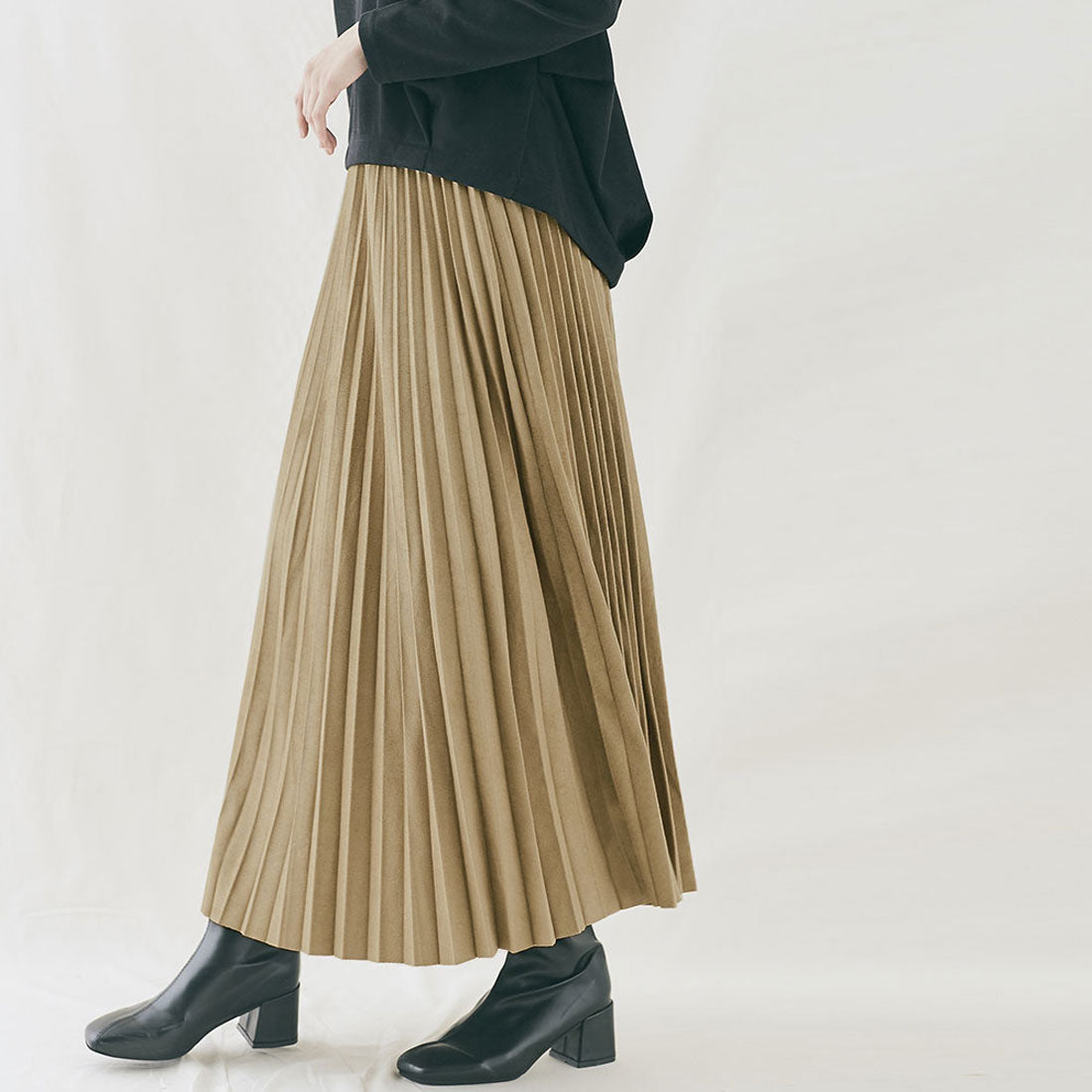 キラキラショップ KiraKiraShop スカート《スウェードロングプリーツスカート 全7色》 ［jnb0060］