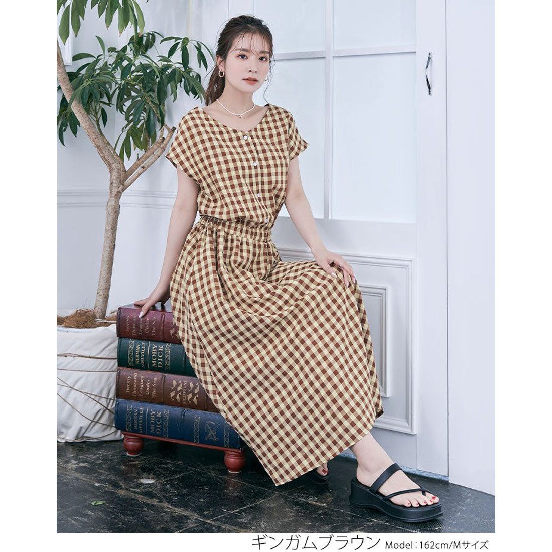 KiraKiraShop Dress《Front and back 2-way button blouse dress, 5 colors available》[jnp0094]