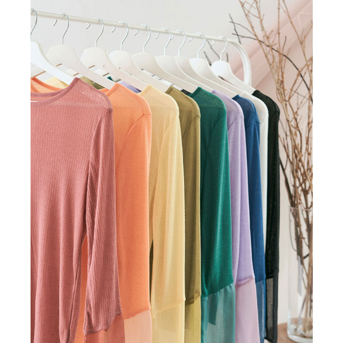 KiraKiraShop Knit-sew "Sheer knit-sew with sleeve switching, 9 colors, 3 sizes" [jgt0009]