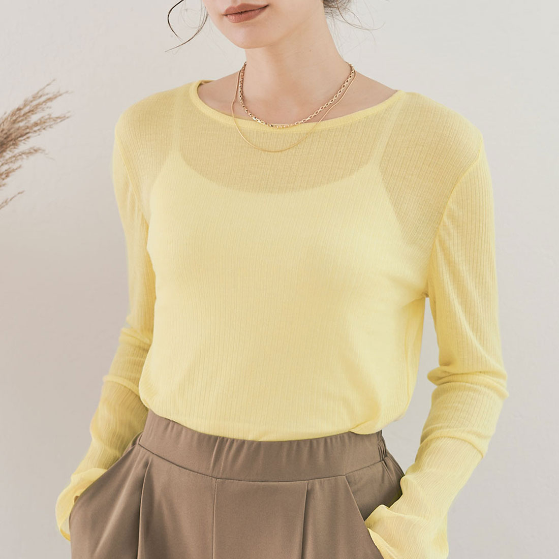 KiraKiraShop Knit-sew "Sheer knit-sew with sleeve switching, 9 colors, 3 sizes" [jgt0009]