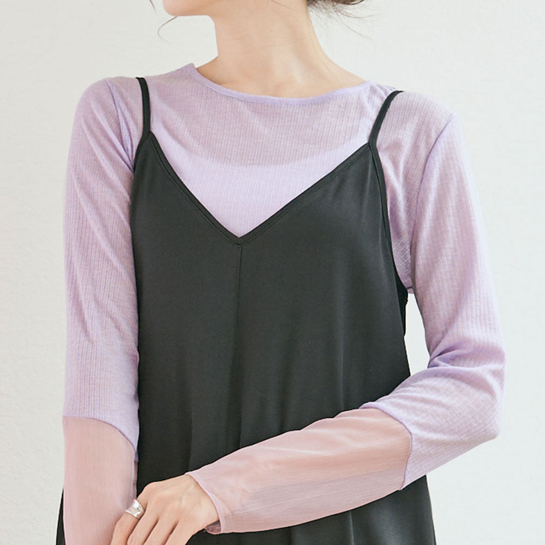 KiraKiraShop Knit-sew "Sheer knit-sew with sleeve switching, 9 colors, 3 sizes" [jgt0009]