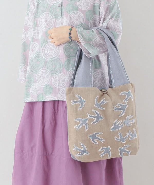 カンカン KANKAN スワロー刺繍トートバッグ （グレー） グレー