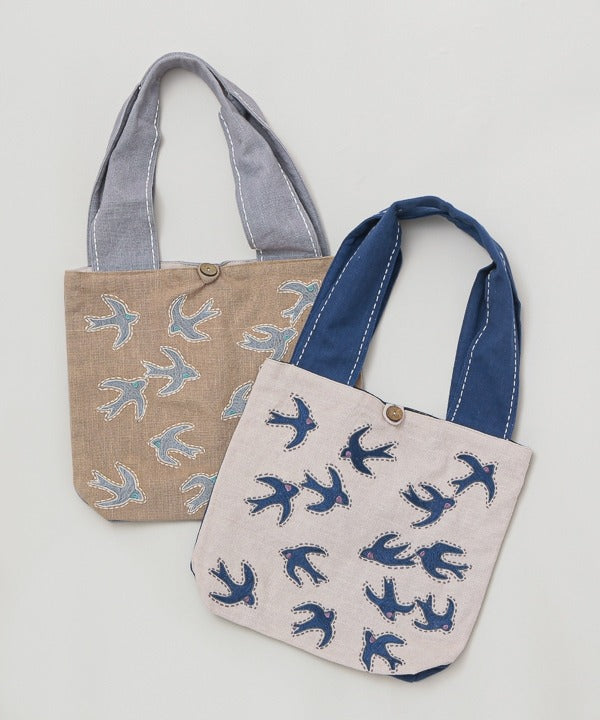 カンカン KANKAN スワロー刺繍トートバッグ （グレー） グレー