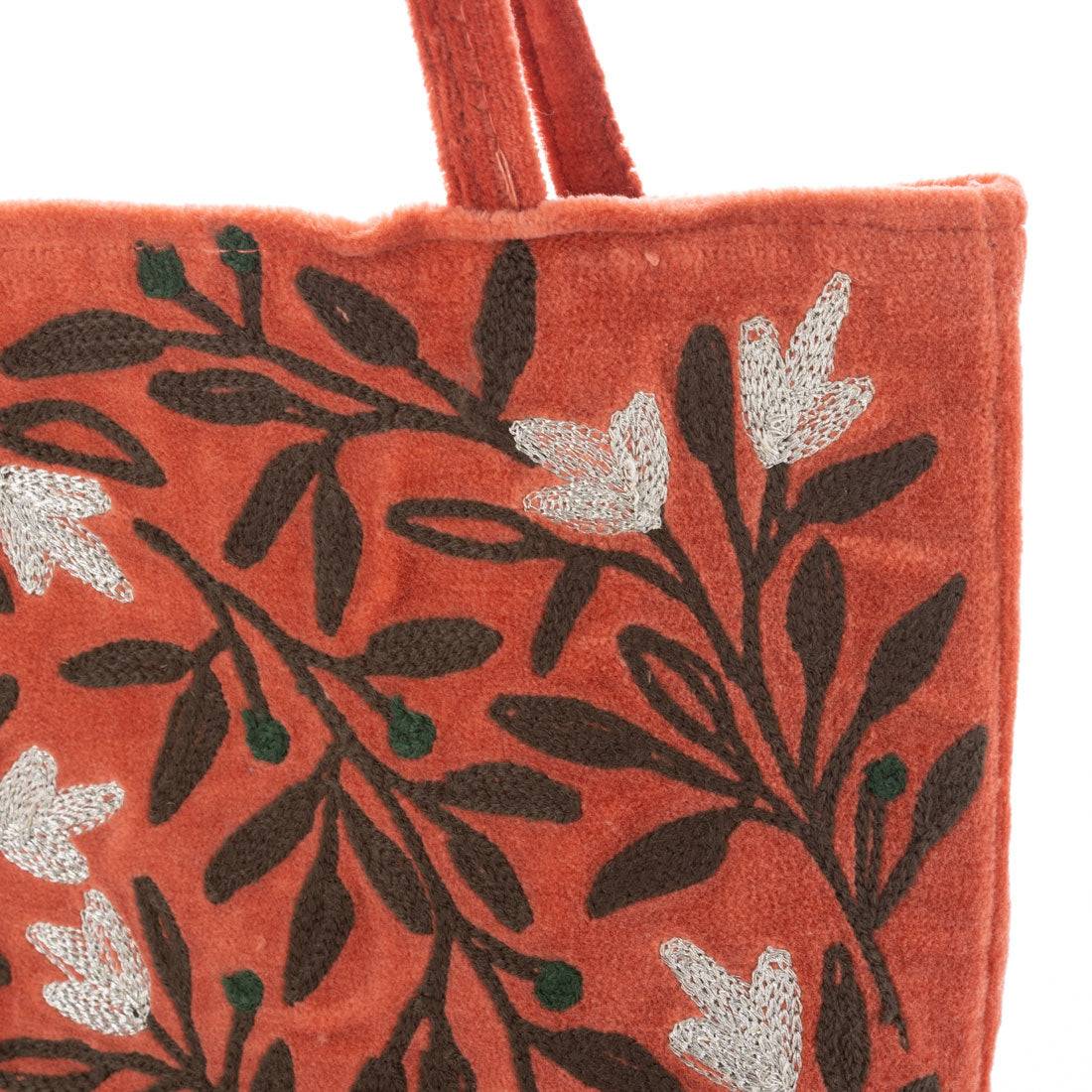 カンカン KANKAN コットンベロア刺繍フラットバッグ