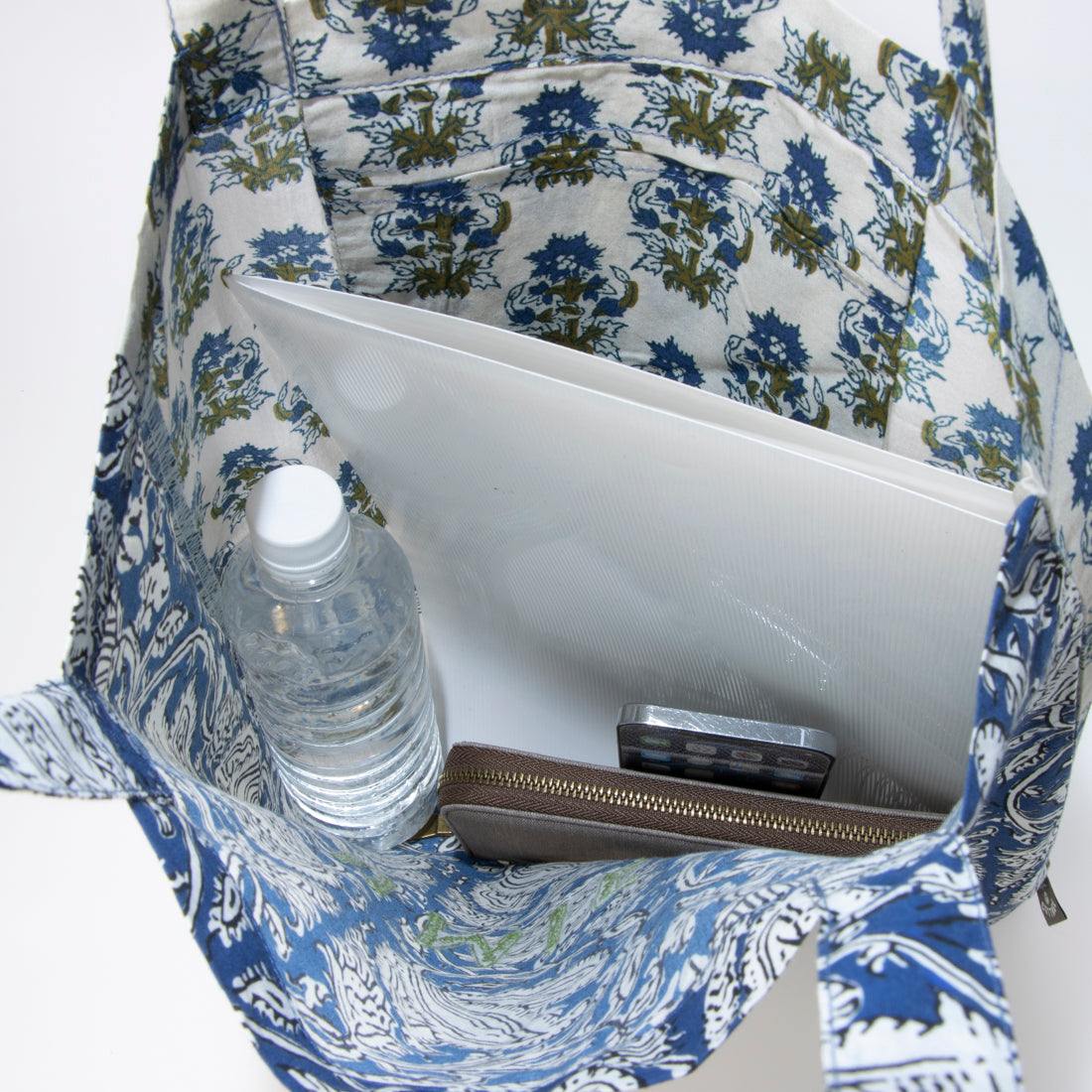 カンカン KANKAN ブークレ刺繍プリントトートバッグ