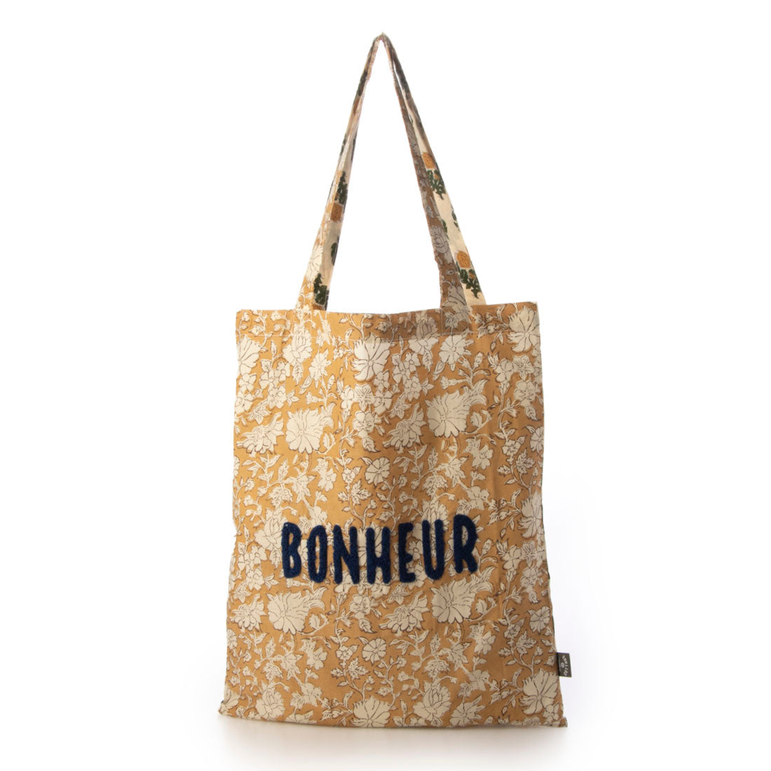 カンカン KANKAN ブークレ刺繍プリントトートバッグ,ベージュ