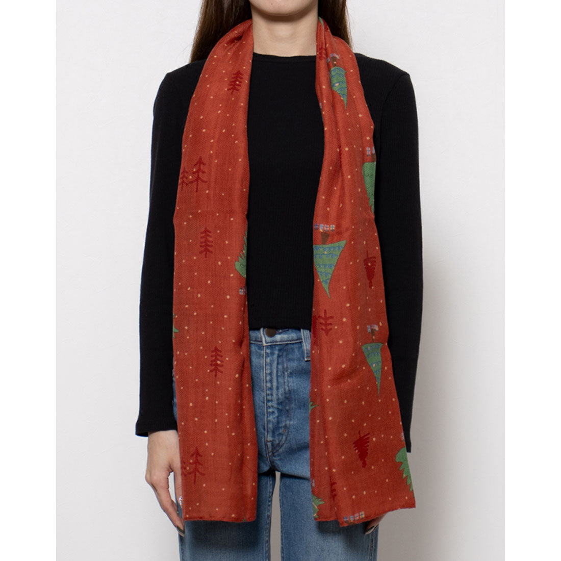 カンカン KANKAN ツリー柄プリントショール