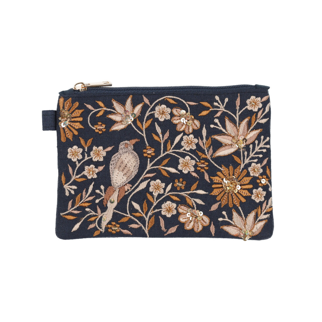 カンカン KANKAN 花鳥ビーズ刺繍ティッシュポーチ （ネイビー） ネイビー